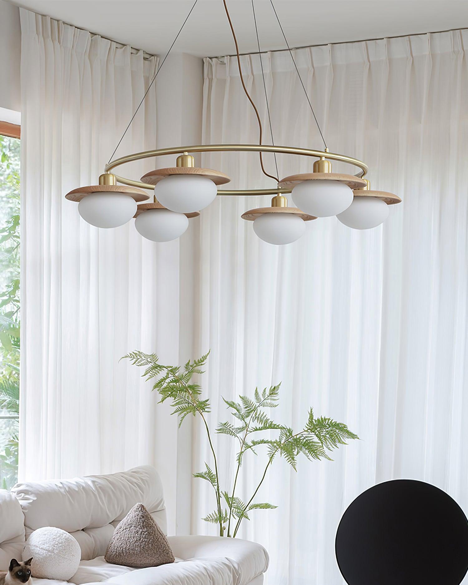 Gama Lustre Cuivre Bois Rond Vintage
