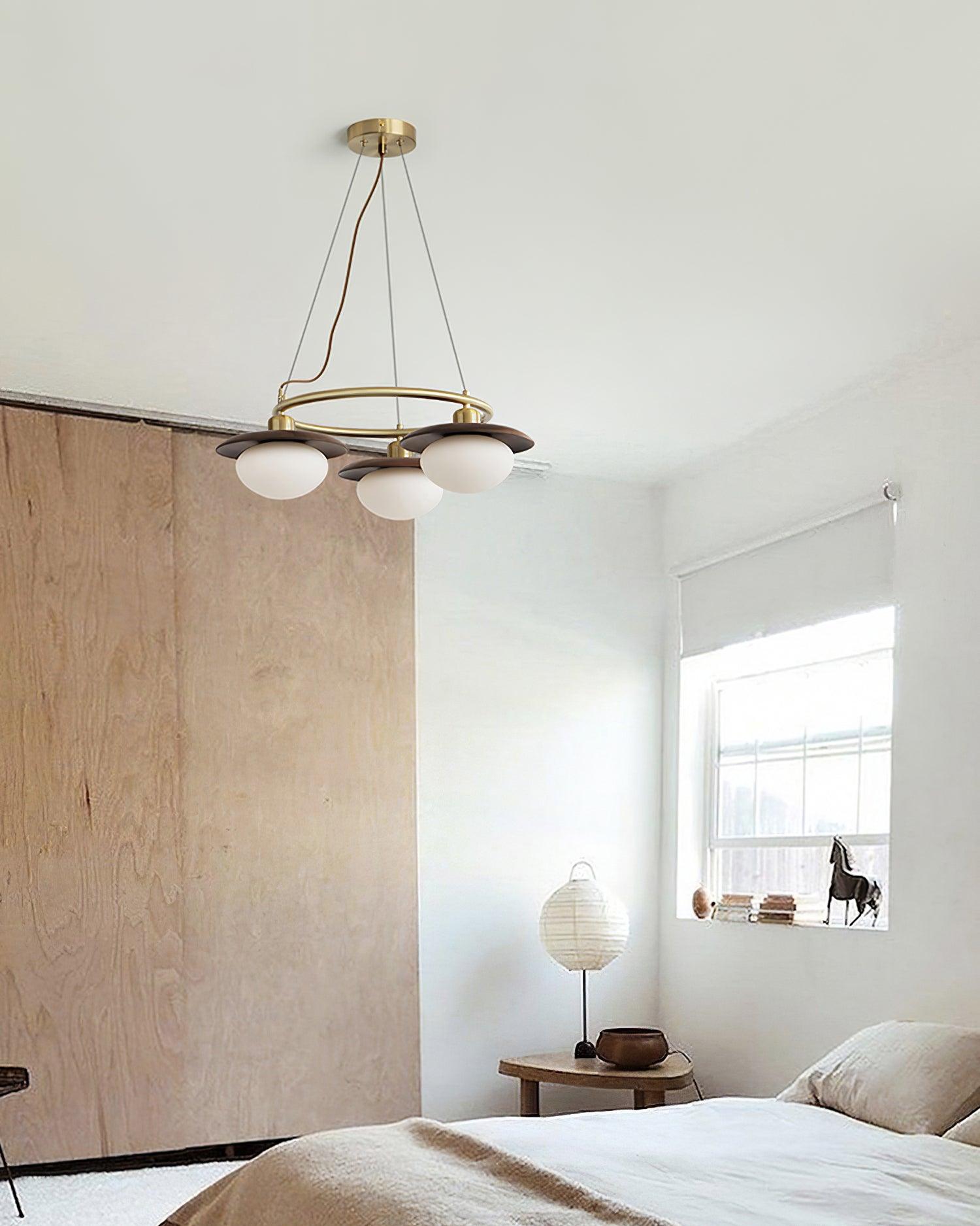 Gama Lustre Cuivre Bois Rond Vintage