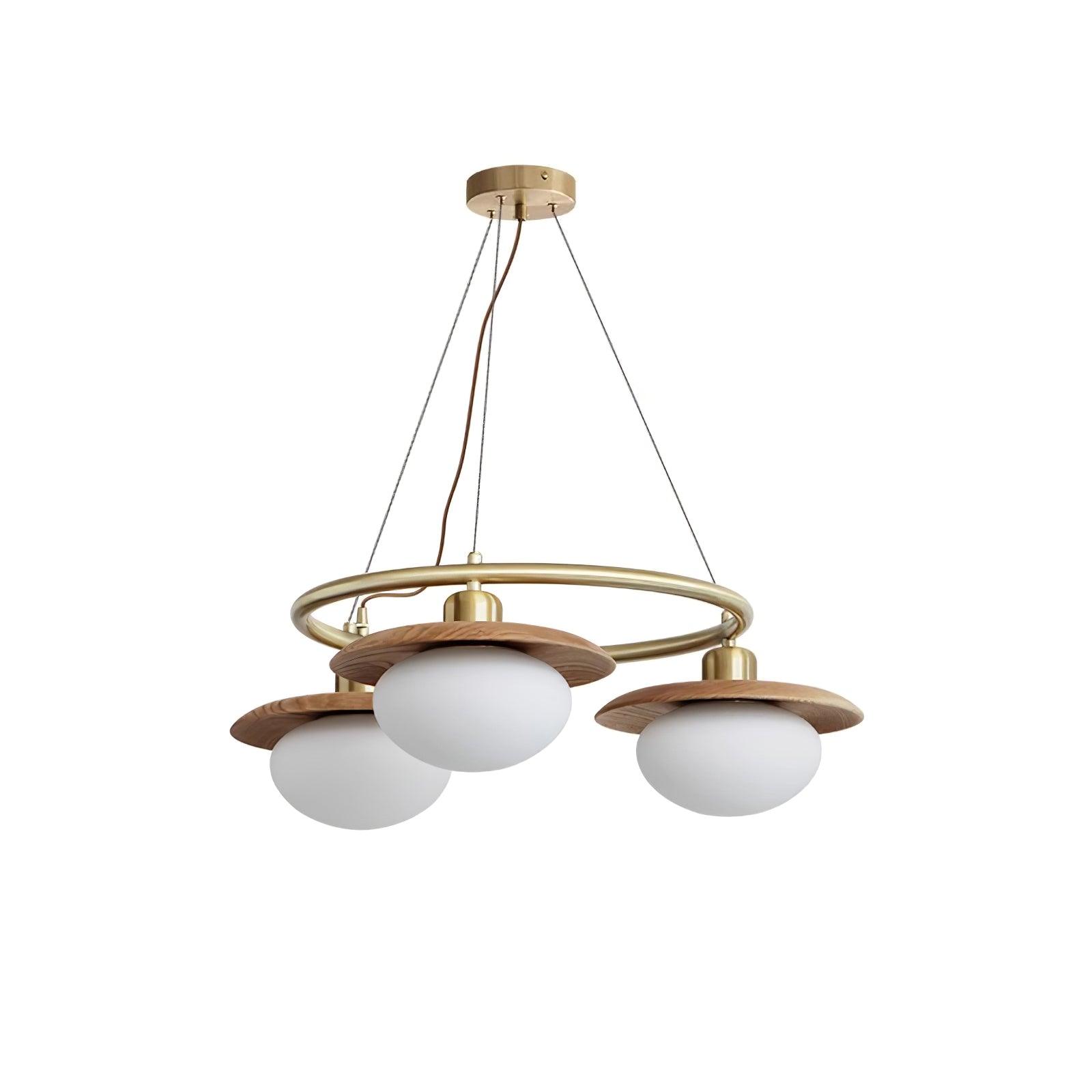 Gama Lustre Cuivre Bois Rond Vintage