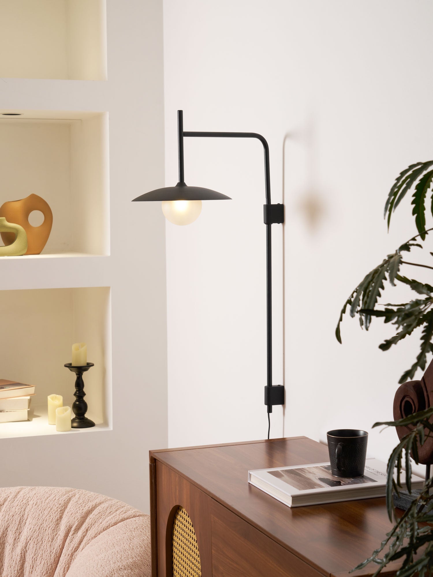 Edan Swing Arm Plug-in Glass Wall Lamp