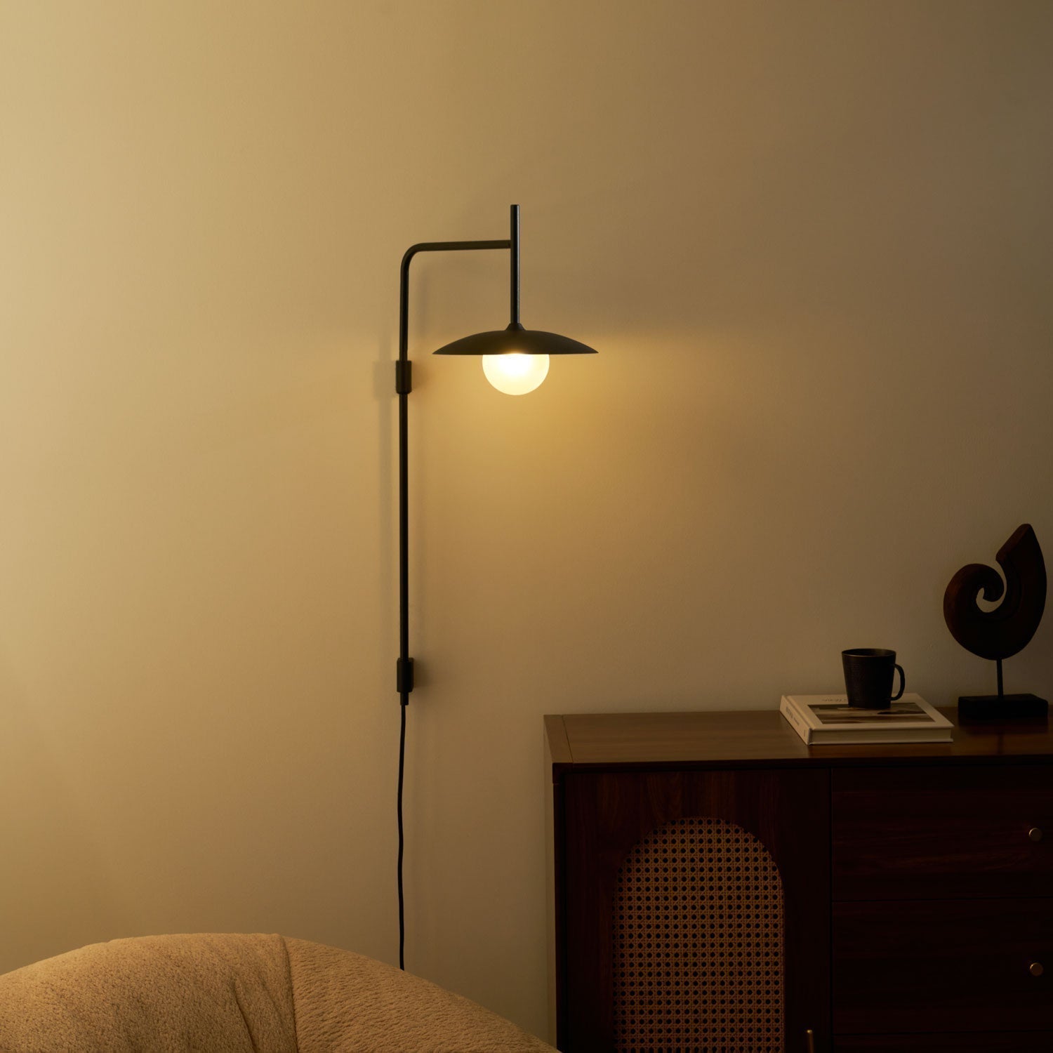 Edan Swing Arm Plug-in Glass Wall Lamp