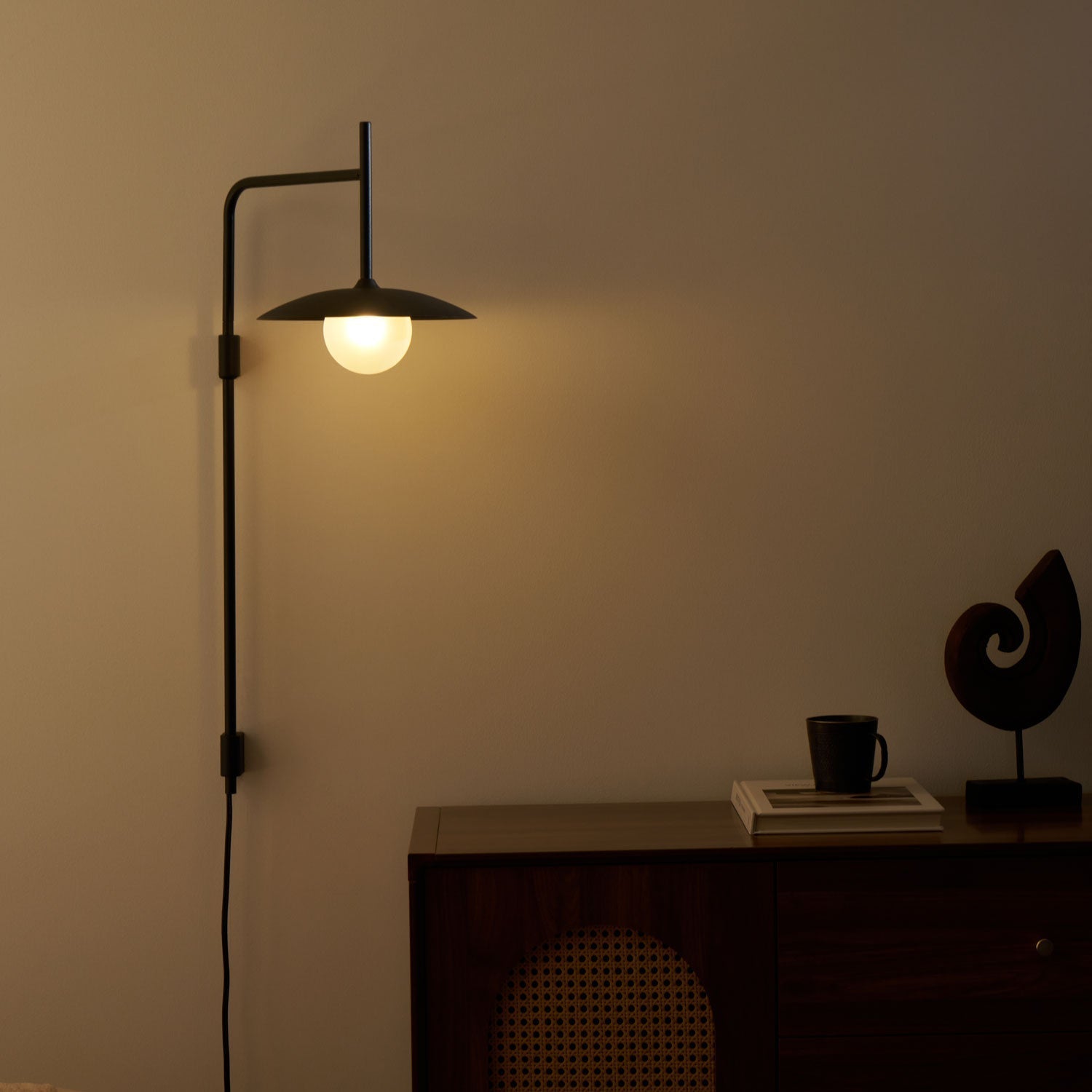 Edan Swing Arm Plug-in Glass Wall Lamp