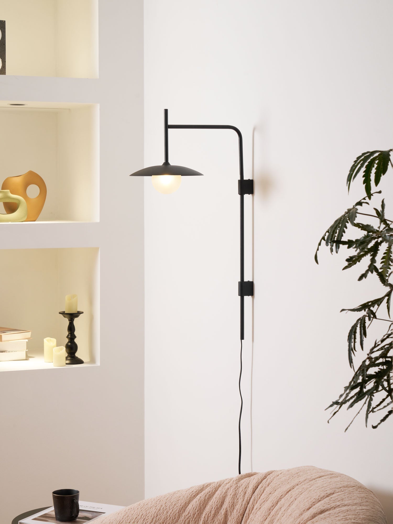 Edan Swing Arm Plug-in Glass Wall Lamp