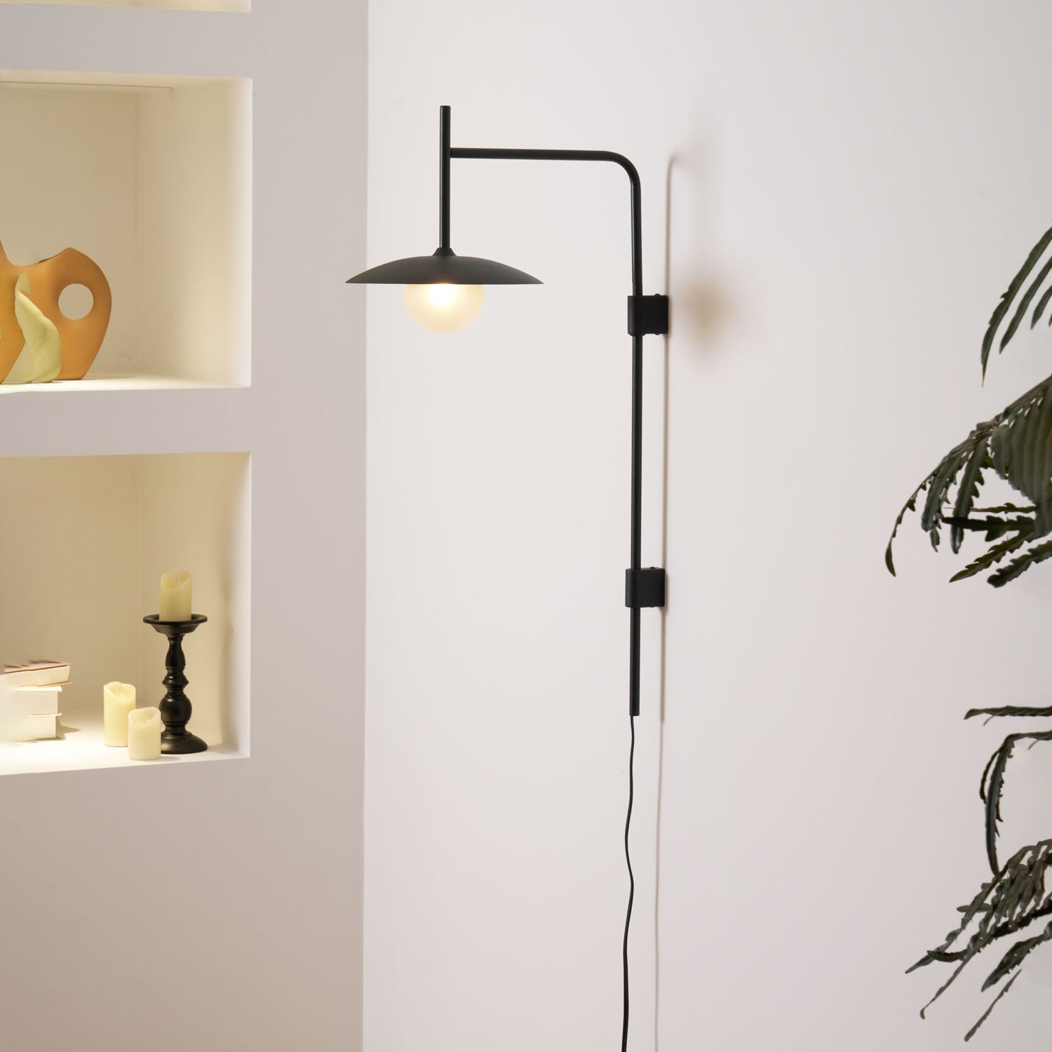 Edan Swing Arm Plug-in Glass Wall Lamp