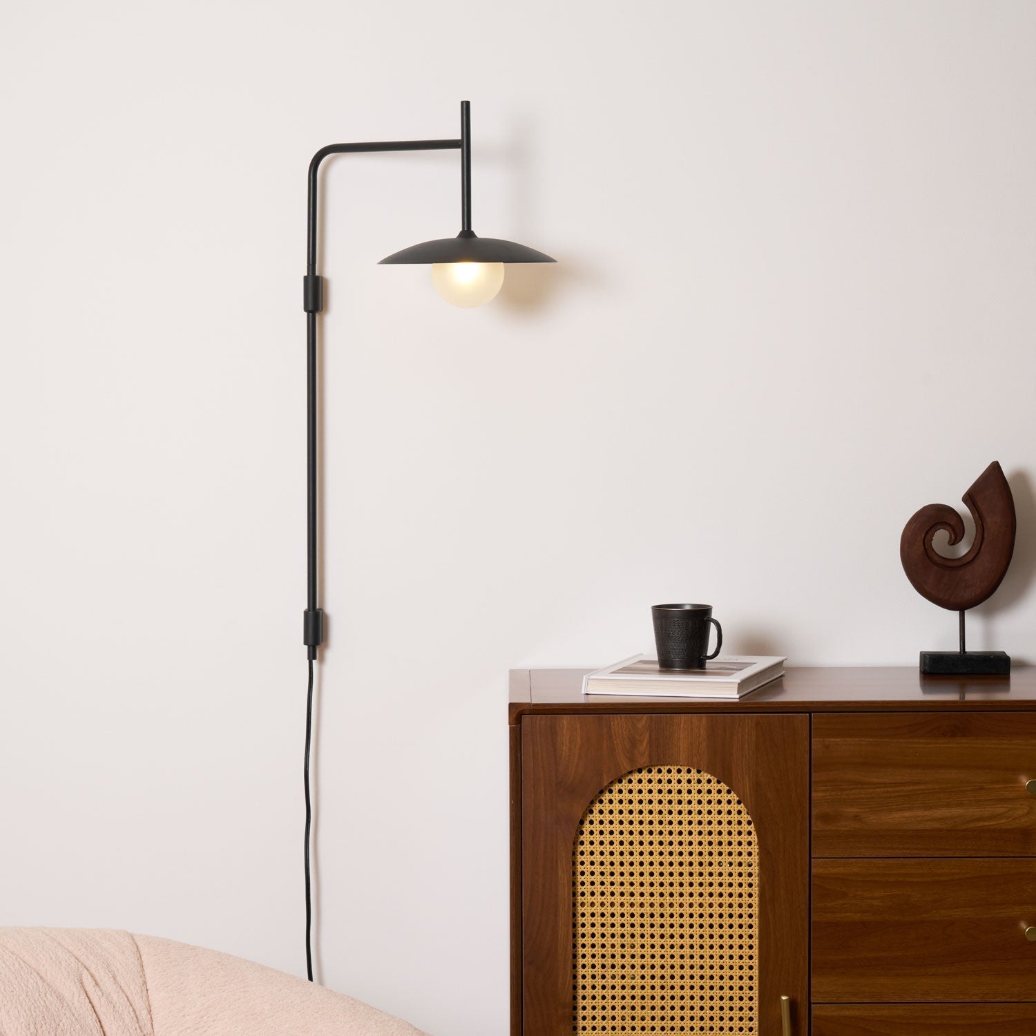Edan Swing Arm Plug-in Glass Wall Lamp