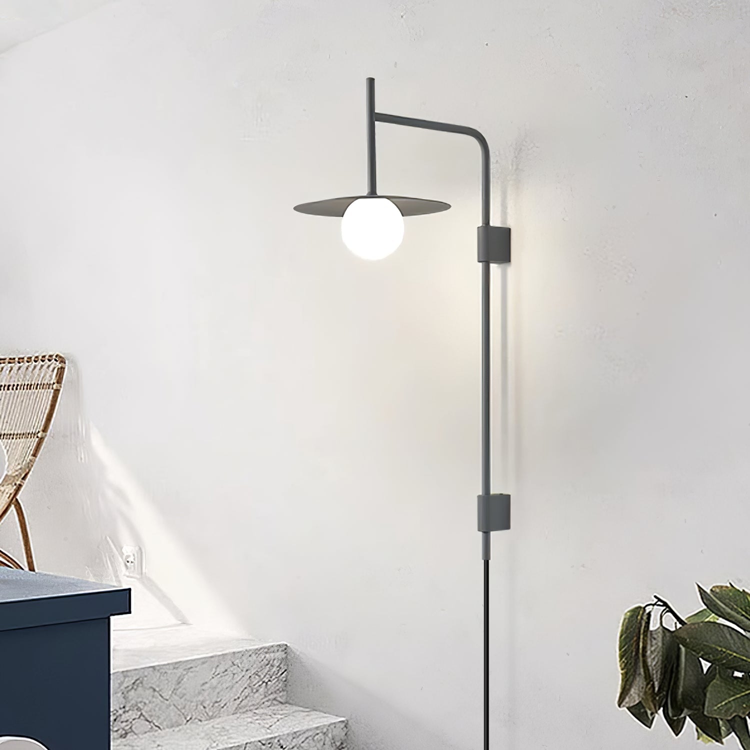 Edan Swing Arm Plug-in Glass Wall Lamp