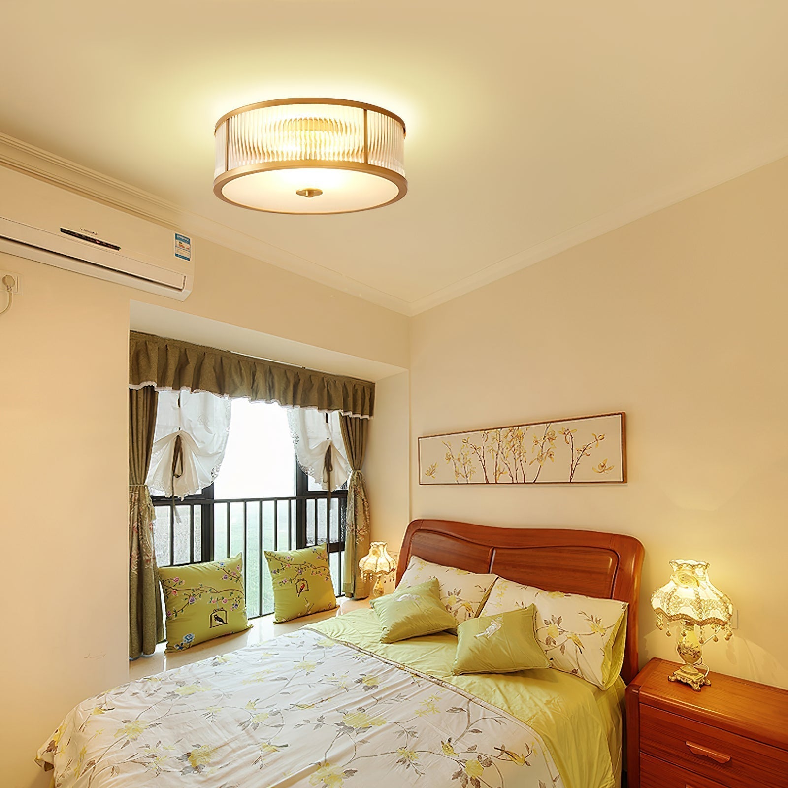 Avvynila Lampe de Plafond Laiton Verre Minimaliste Moderne