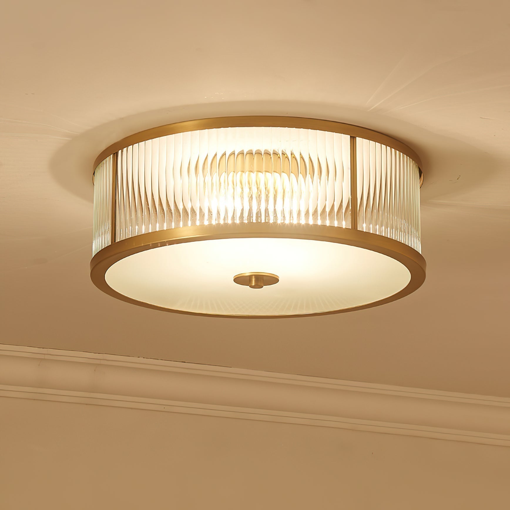 Avvynila Lampe de Plafond Laiton Verre Minimaliste Moderne