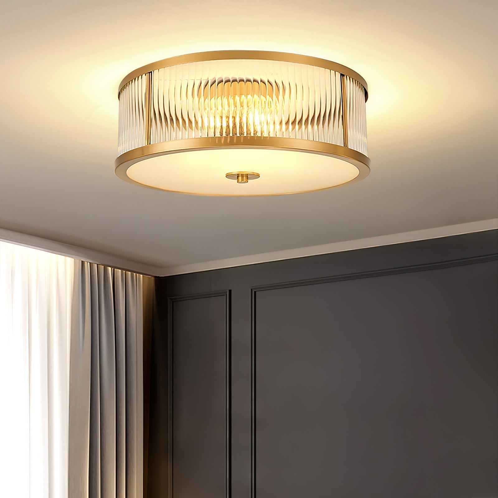 Avvynila Lampe de Plafond Laiton Verre Minimaliste Moderne