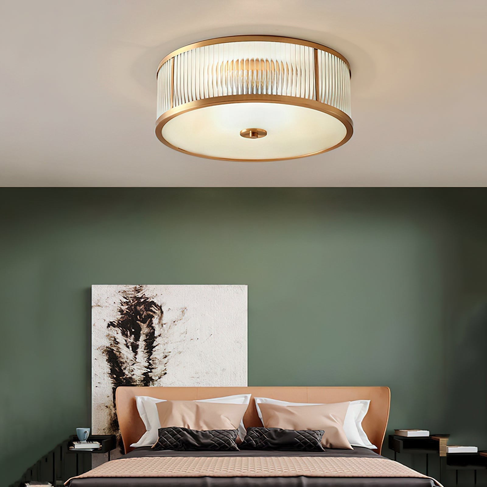 Avvynila Lampe de Plafond Laiton Verre Minimaliste Moderne