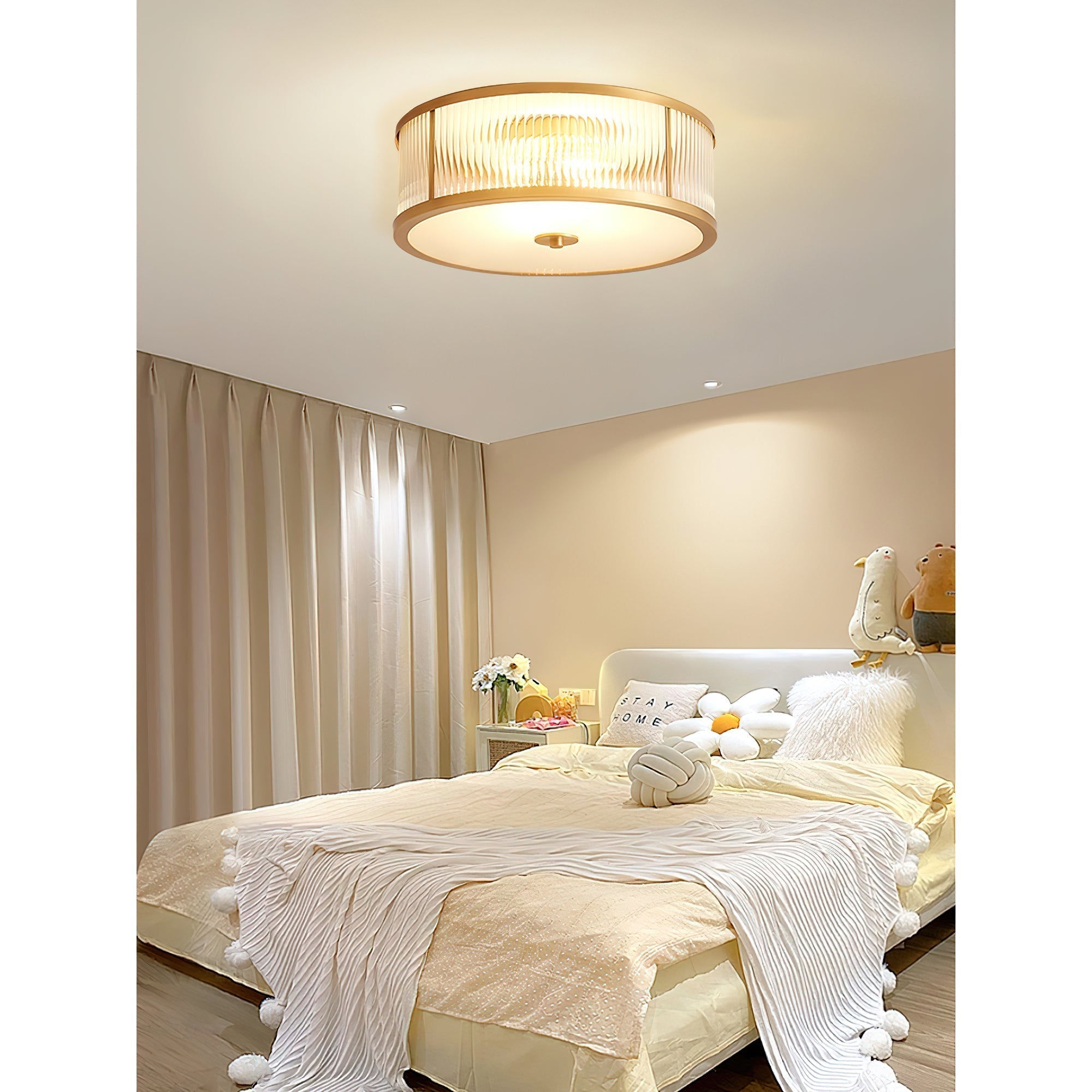Avvynila Lampe de Plafond Laiton Verre Minimaliste Moderne