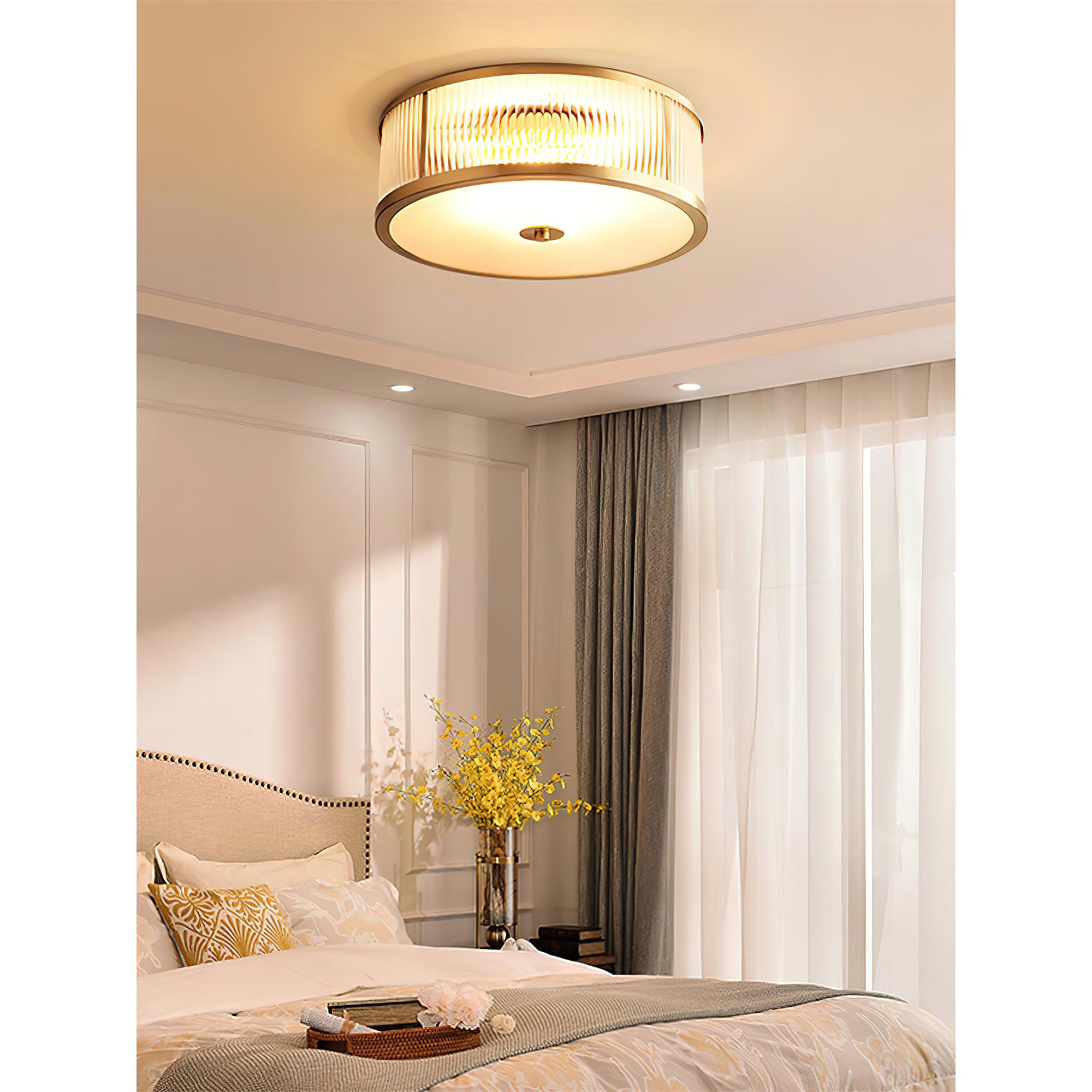 Avvynila Lampe de Plafond Laiton Verre Minimaliste Moderne