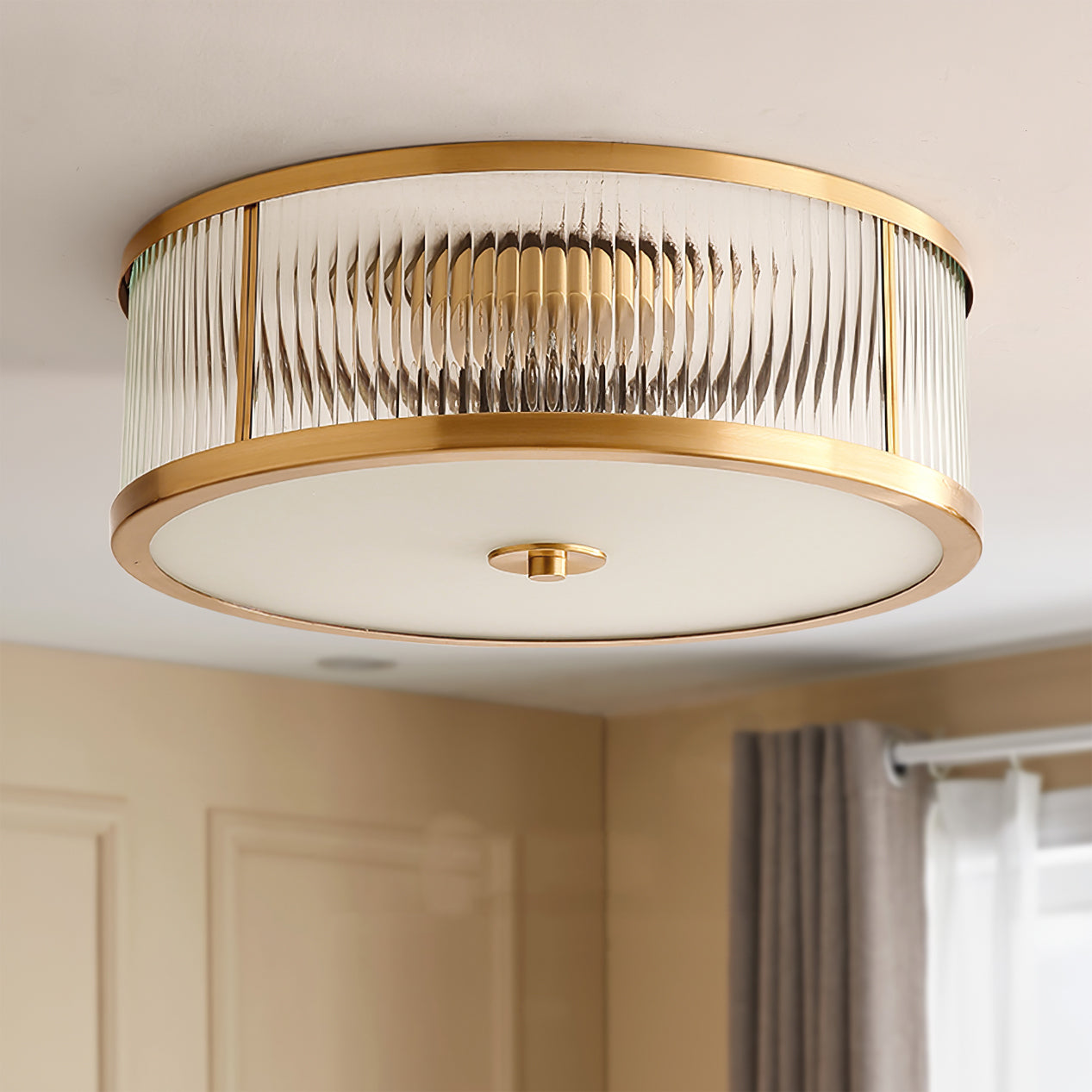 Avvynila Lampe de Plafond Laiton Verre Minimaliste Moderne