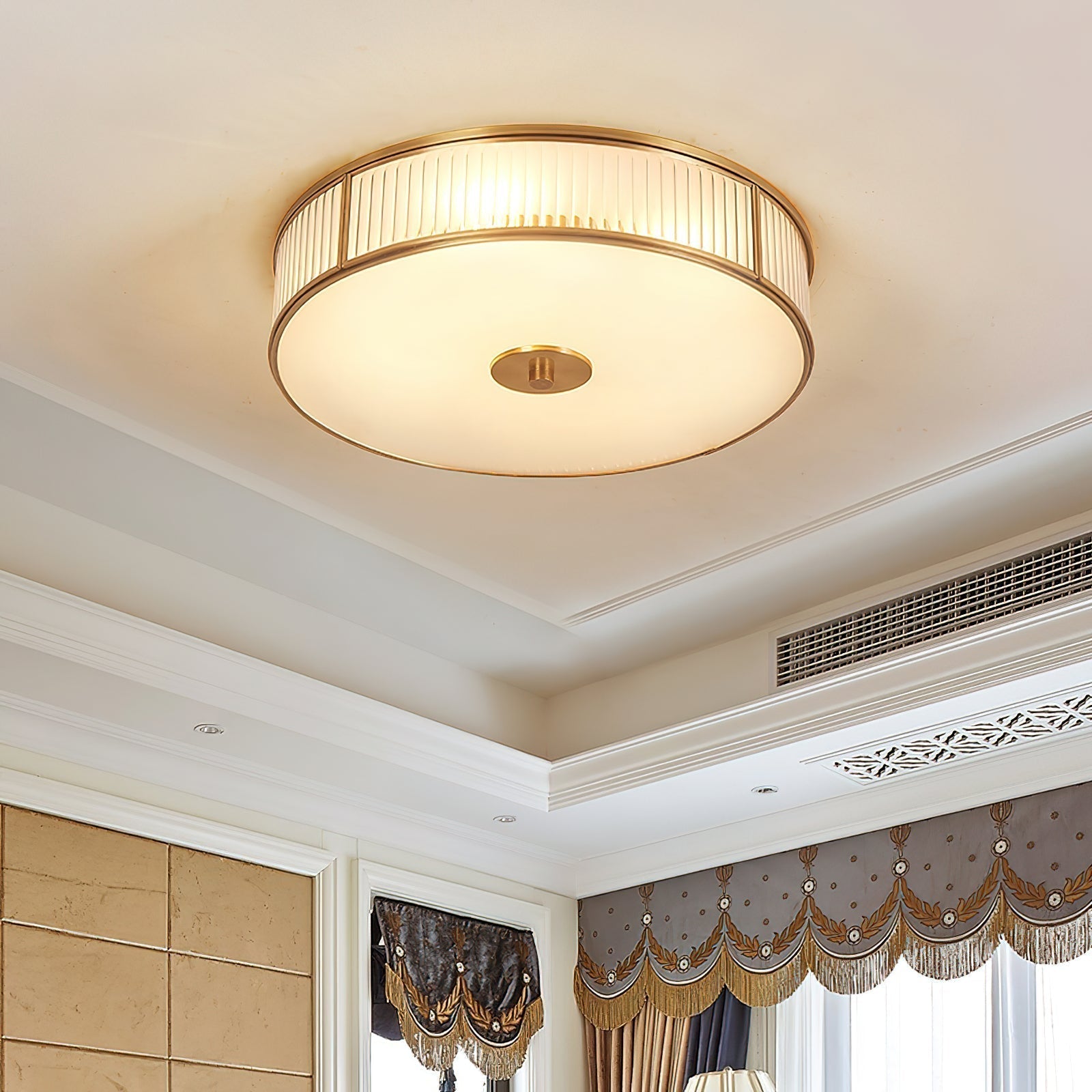 Avvynila Lampe de Plafond Laiton Verre Minimaliste Moderne