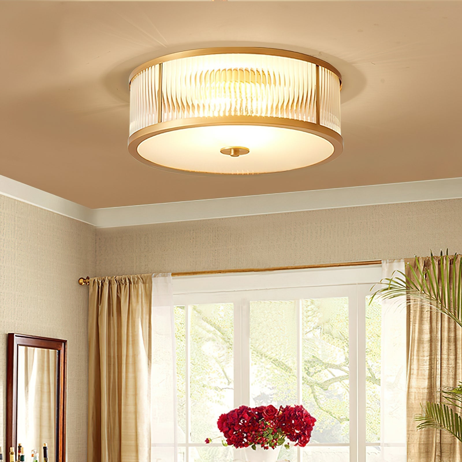 Avvynila Lampe de Plafond Laiton Verre Minimaliste Moderne