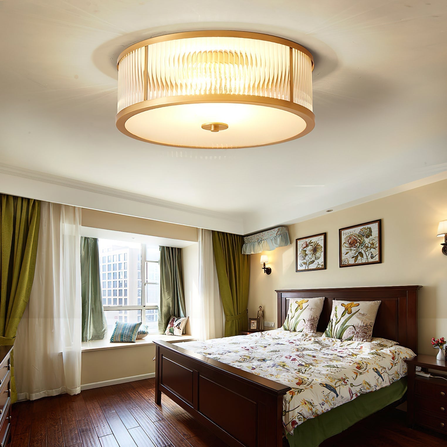 Avvynila Lampe de Plafond Laiton Verre Minimaliste Moderne