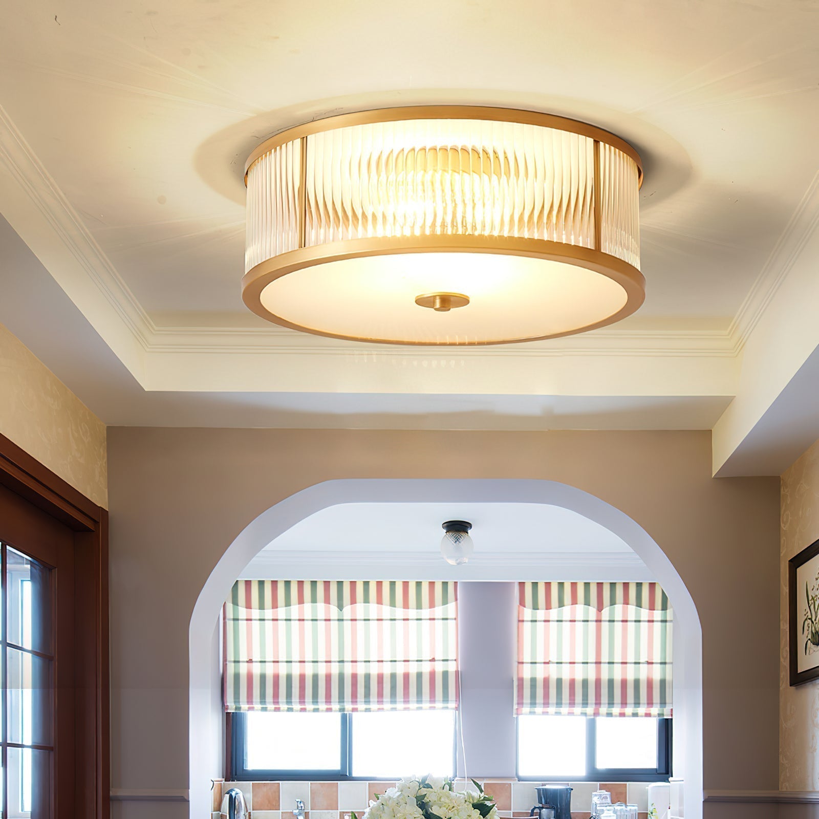Avvynila Lampe de Plafond Laiton Verre Minimaliste Moderne