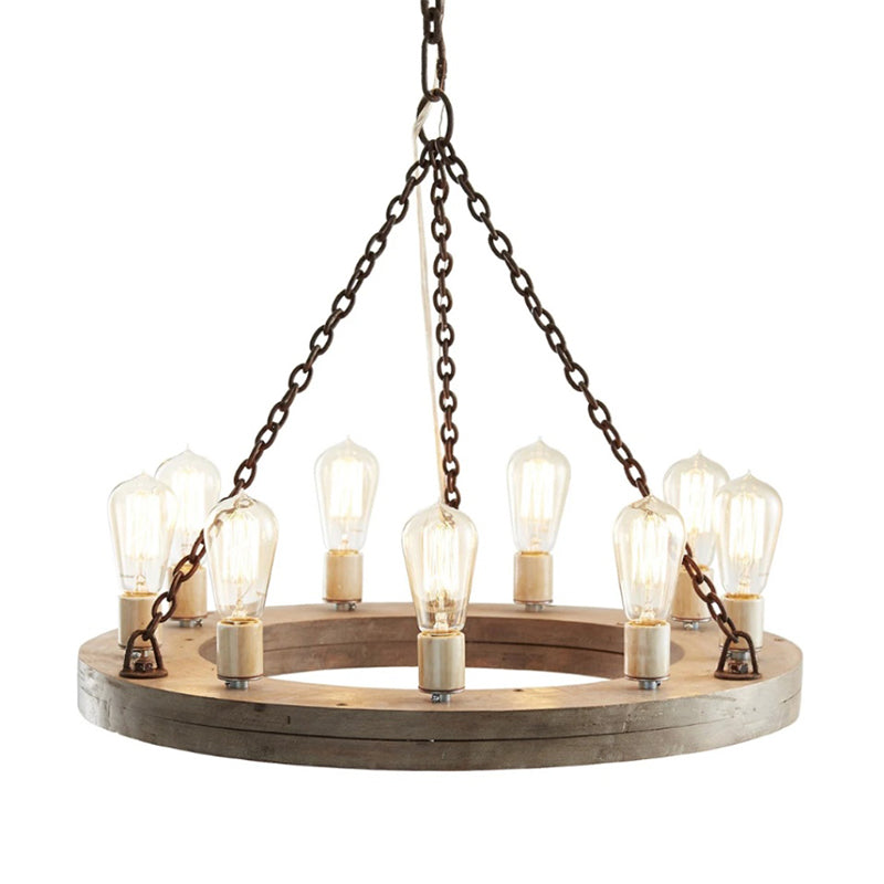 Armirila Lustre Bois Industriel Vintage