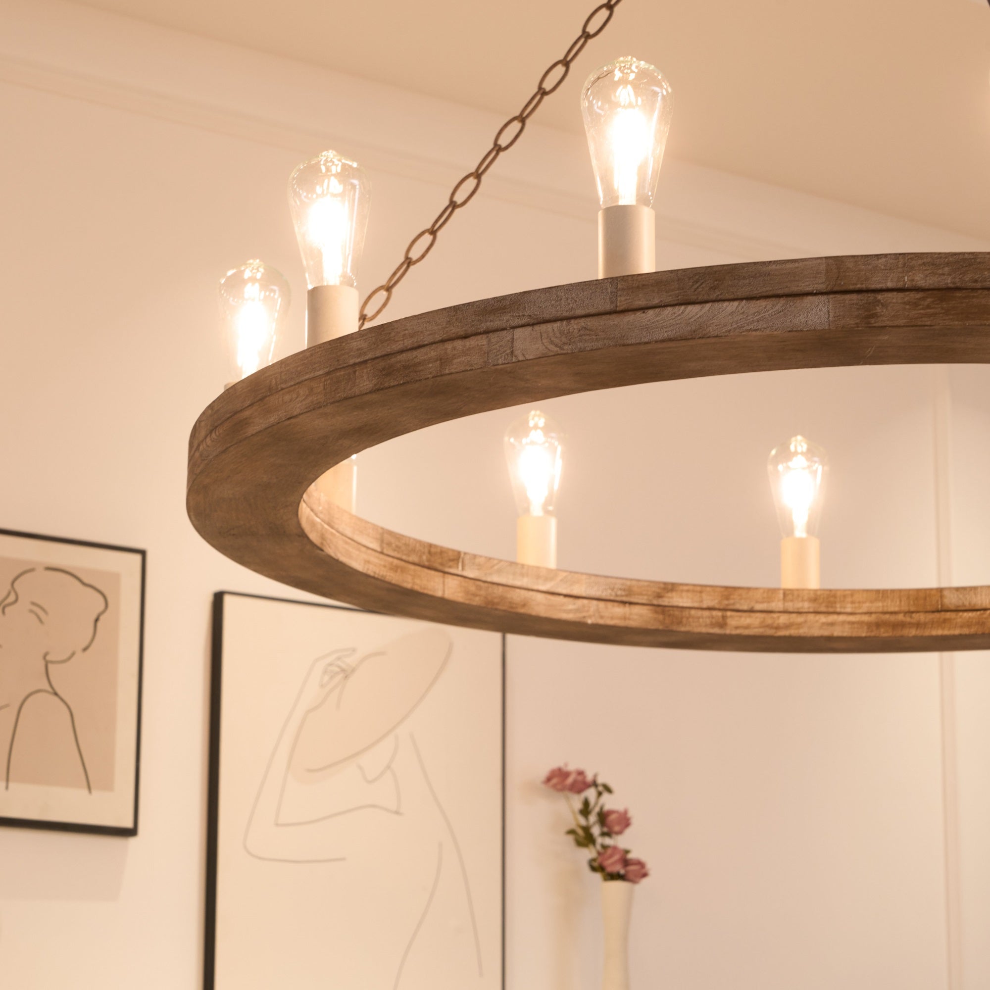 Armirila Lustre Bois Industriel Vintage