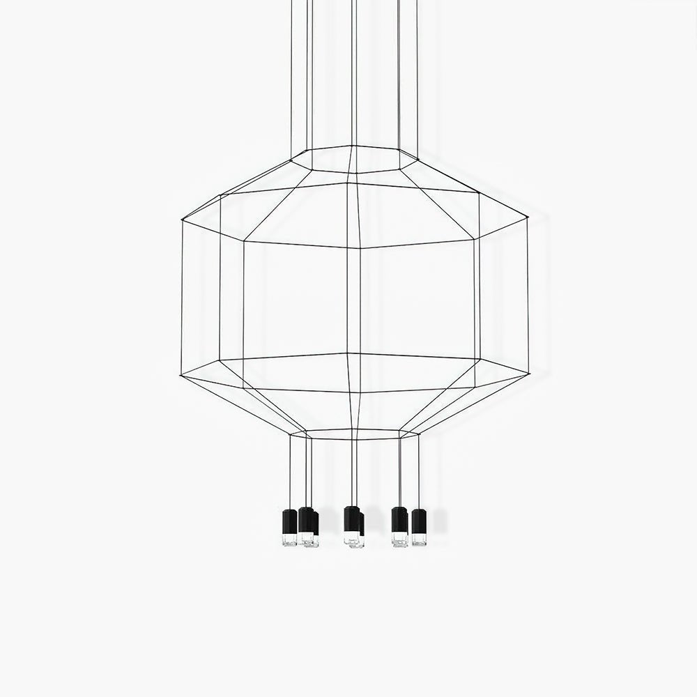 Lustra Suspension Géométrique en Fil Noir LED