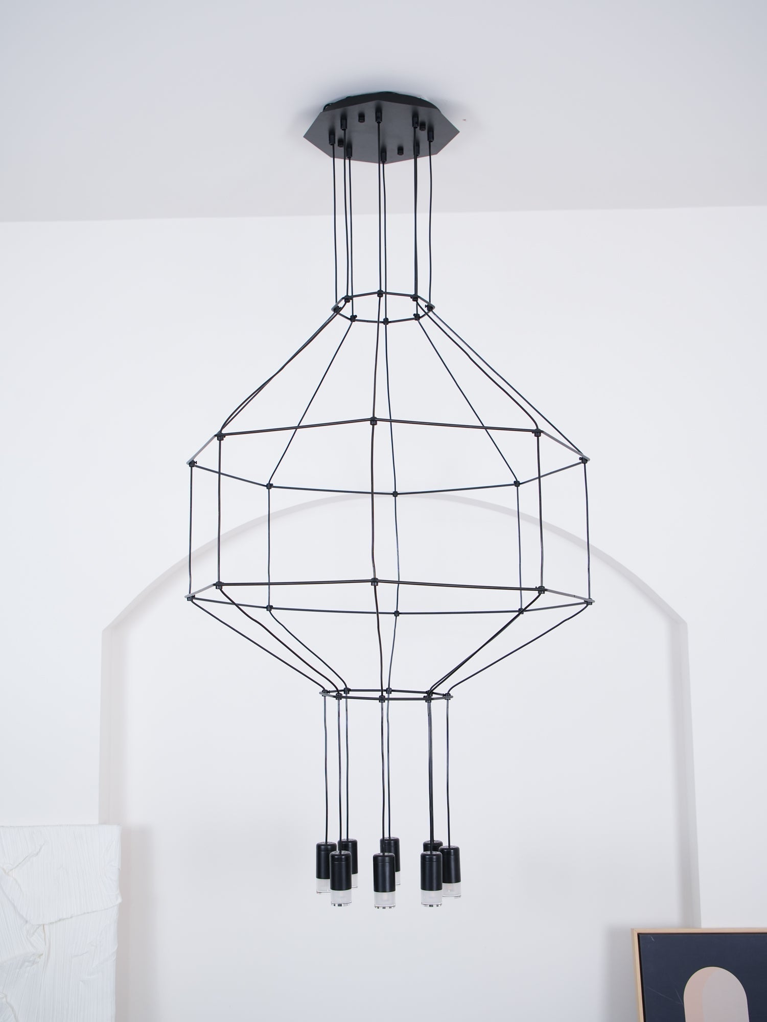 Lustra Suspension Géométrique en Fil Noir LED