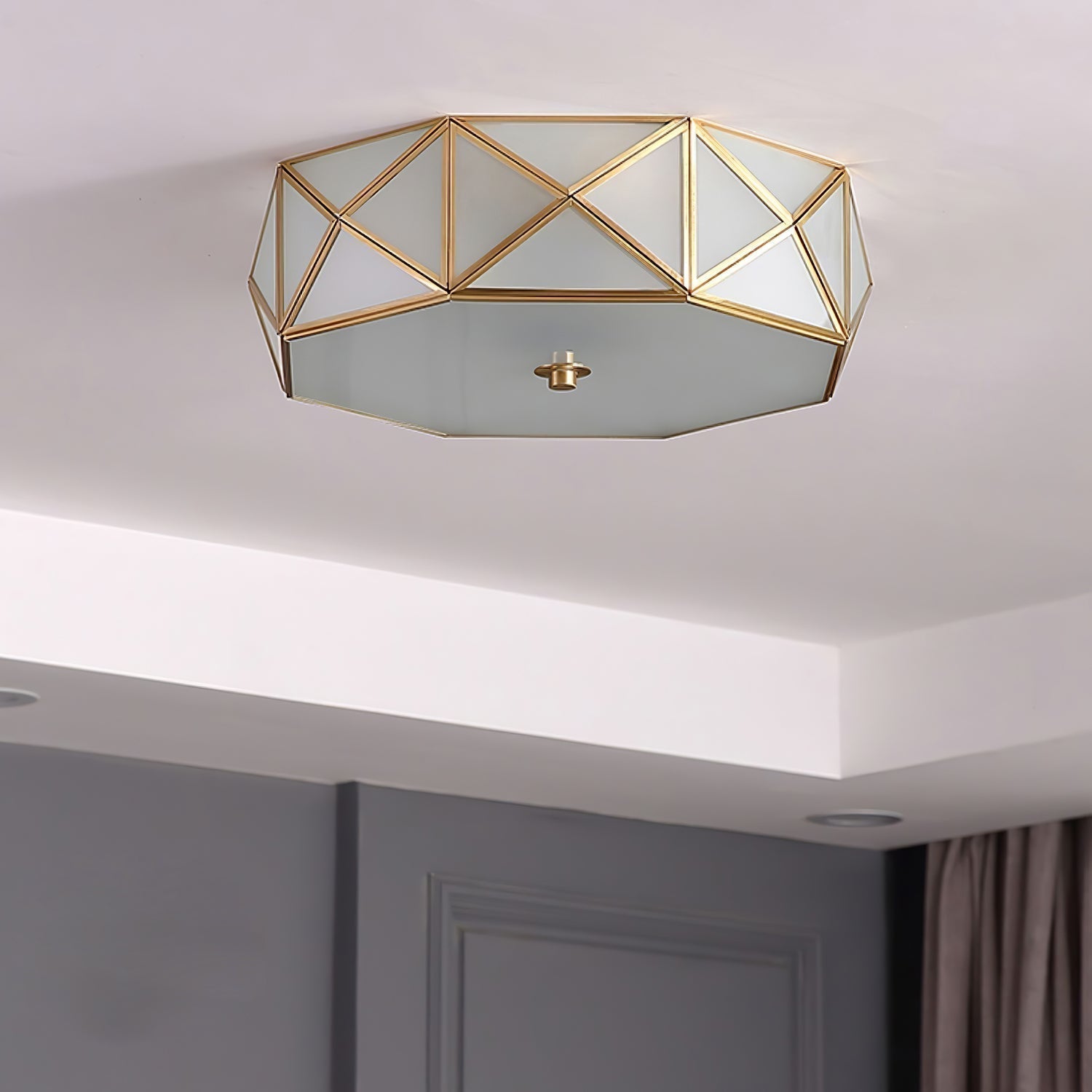 Coloreth Lampe de Plafond Géométrique en Laiton et Verre