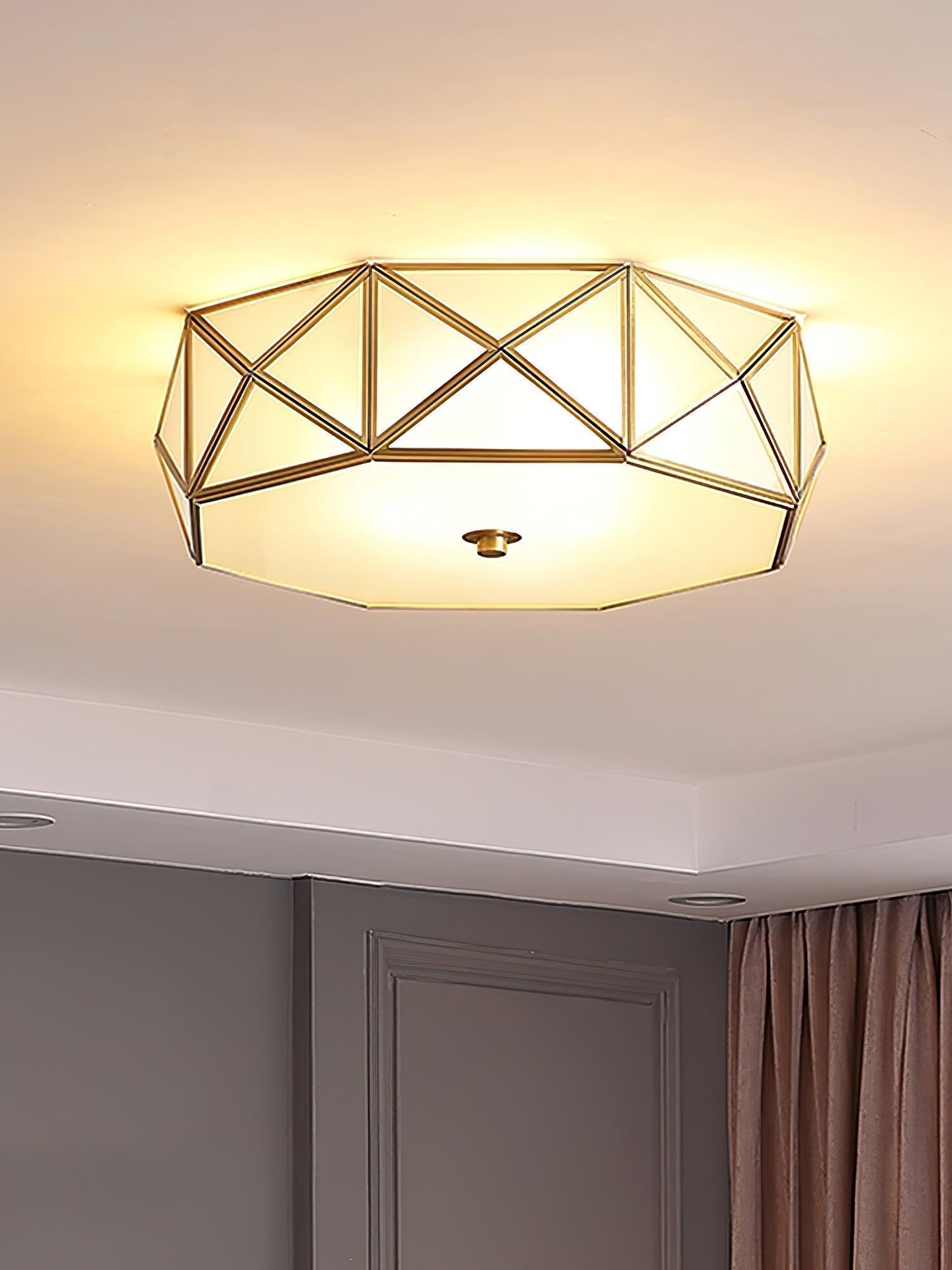 Coloreth Lampe de Plafond Géométrique en Laiton et Verre