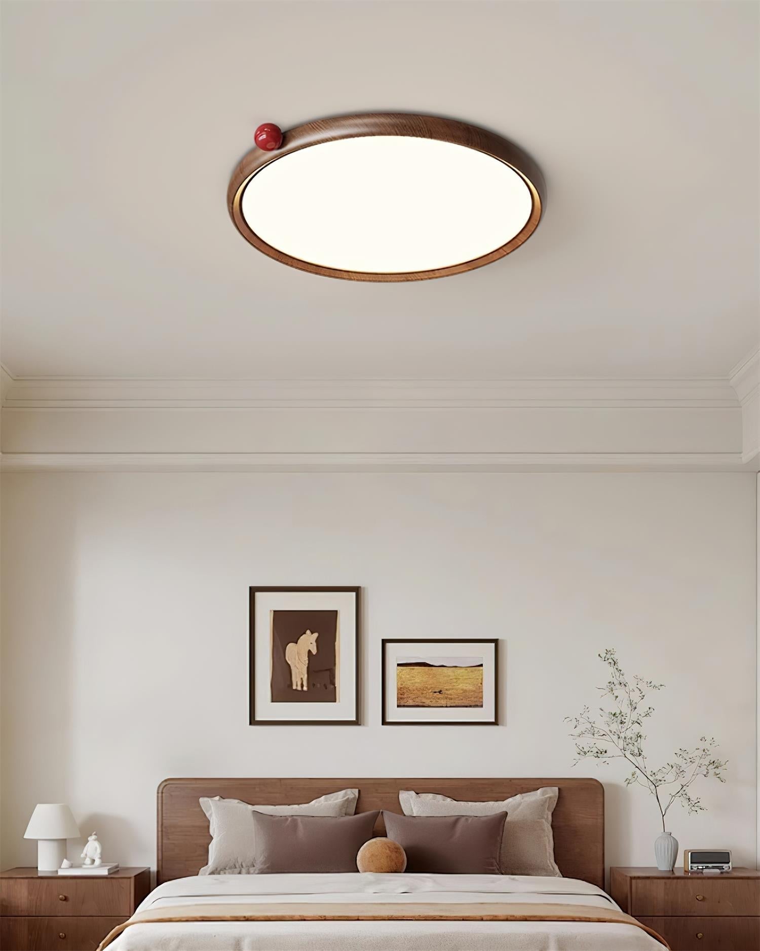 Geos Lustre Plafonnier Ton Bois Circulaire LED