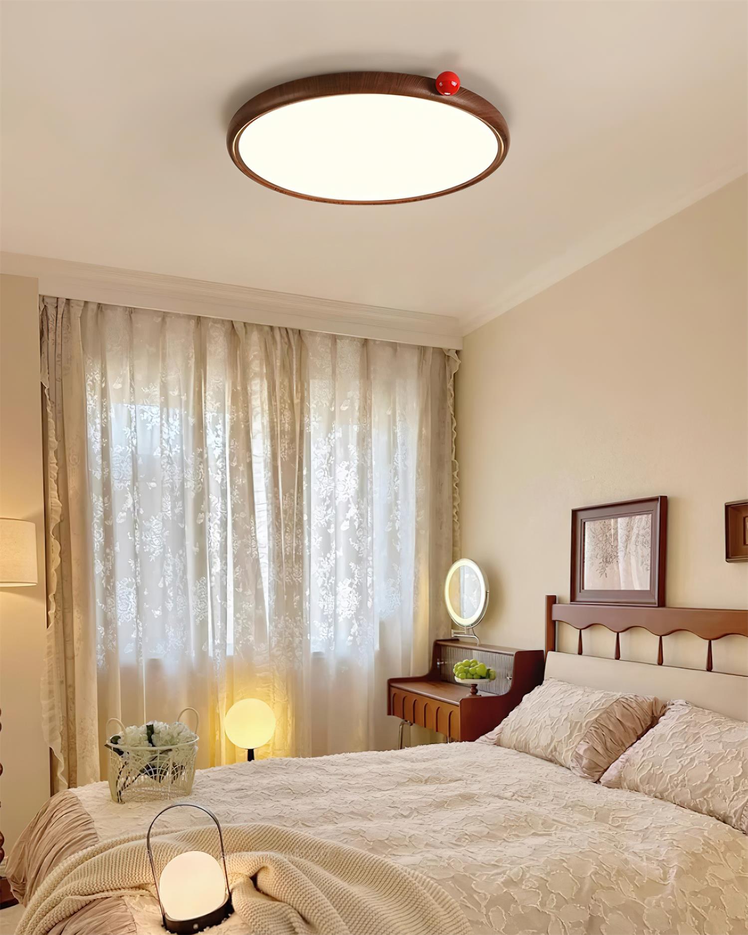 Geos Lustre Plafonnier Ton Bois Circulaire LED