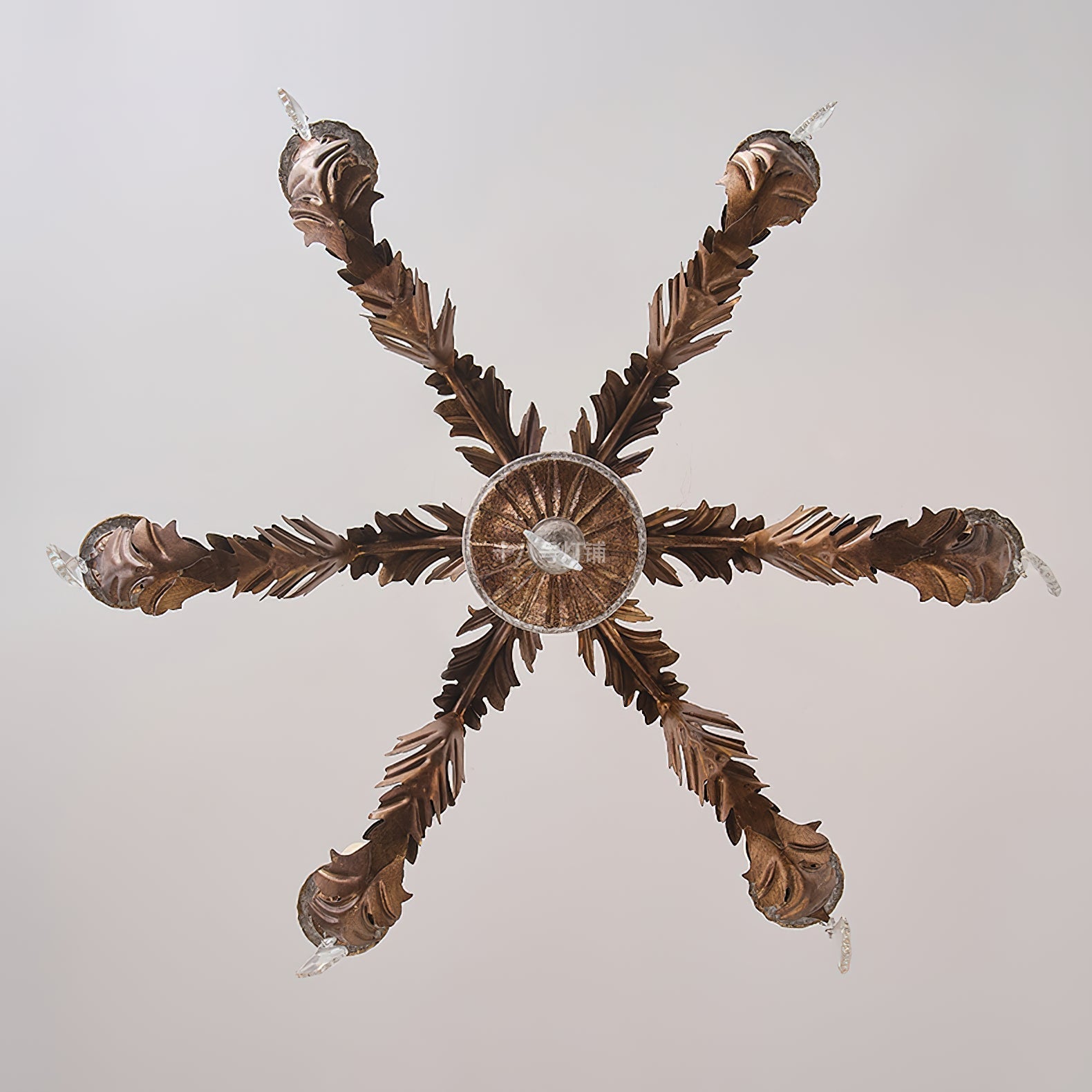 Ivinila Lustre Industriel Vintage En Bois Massif Et Cristal