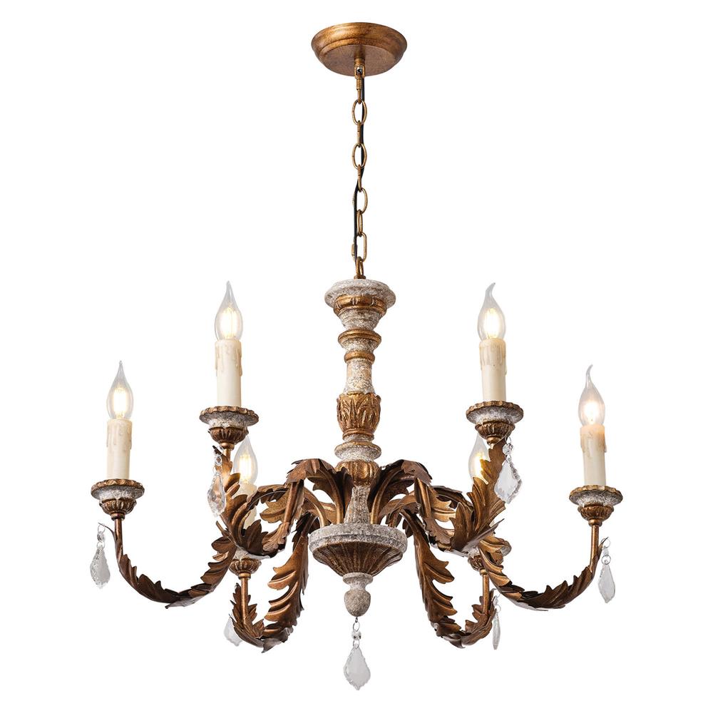 Ivinila Lustre Industriel Vintage En Bois Massif Et Cristal