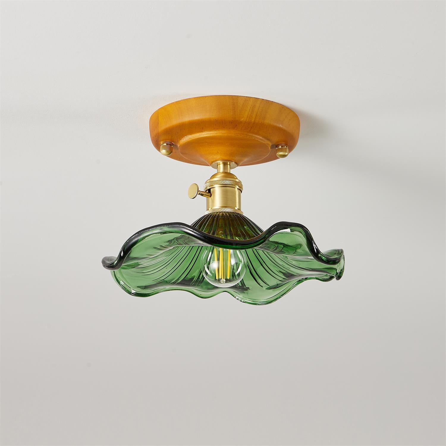 Aura Plafonnier Vintage Abat-jour Verre Laiton