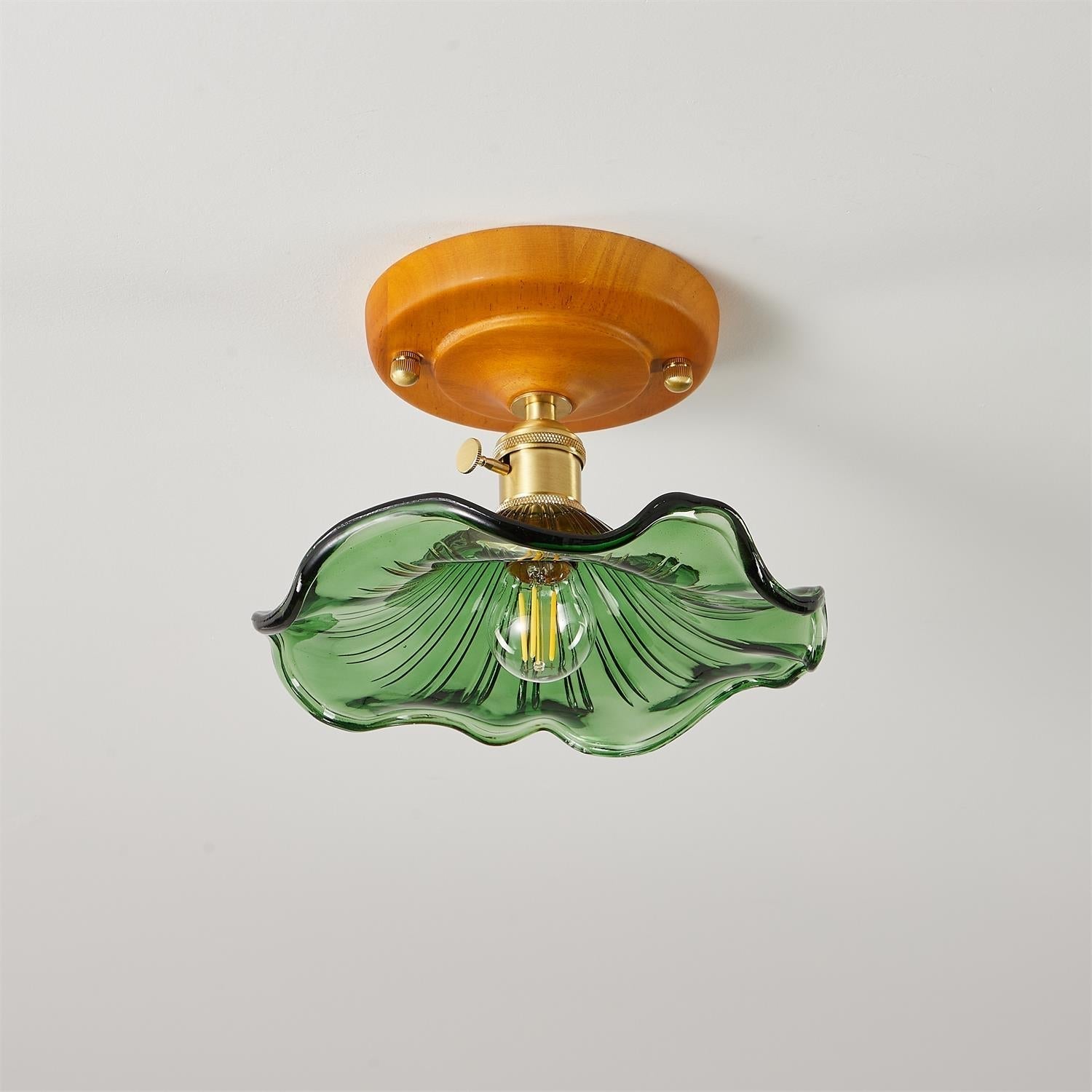 Aura Plafonnier Vintage Abat-jour Verre Laiton