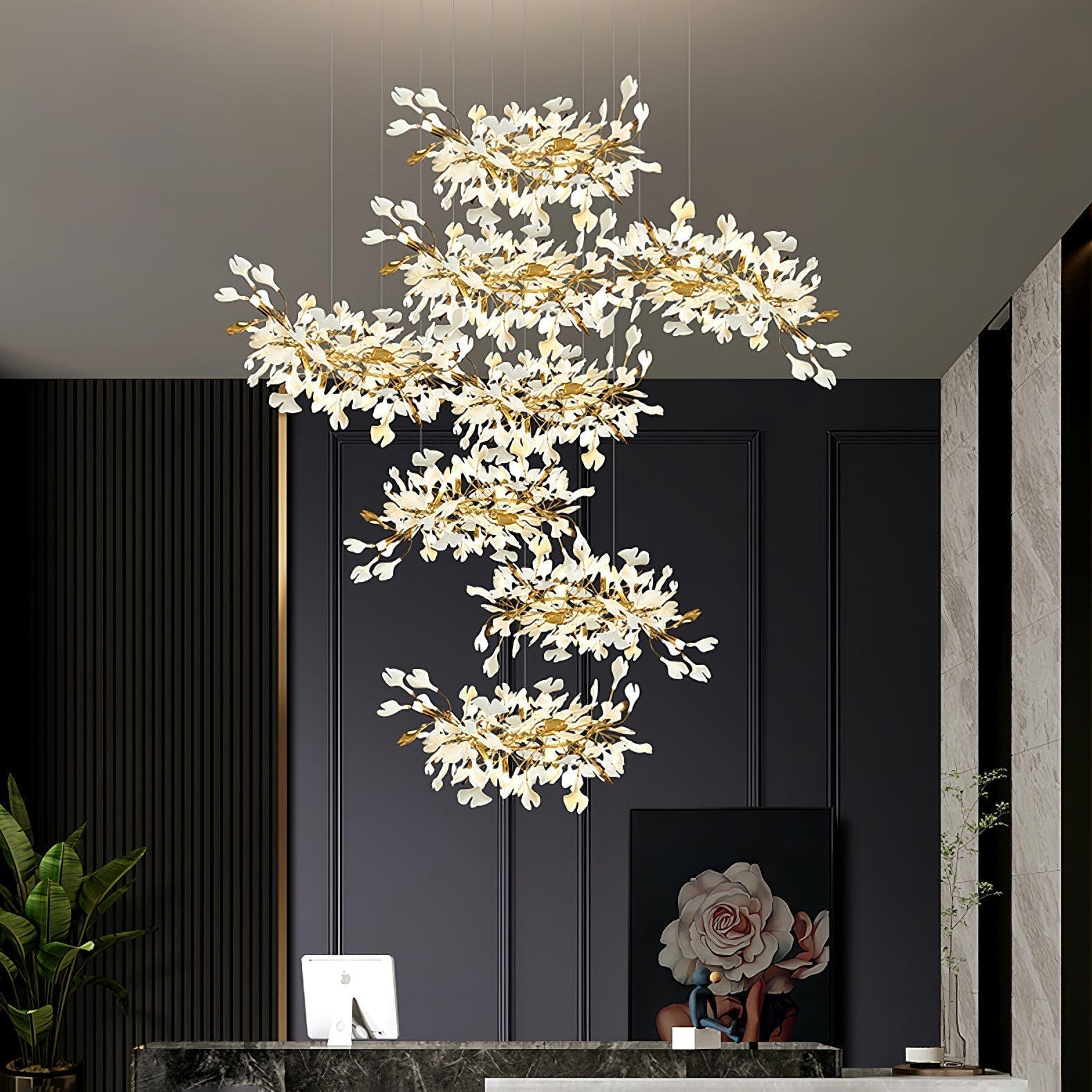 Olivia Céramique Gingko Feuille Lustre