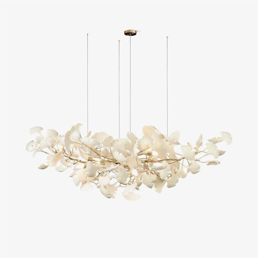 Ginkgo Lustre Céramique Blanche Pétales de Or Art Nouveau Organique