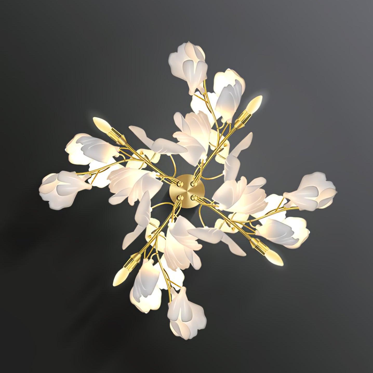 Lustra Wall Lamp Gingko Flowers Brass