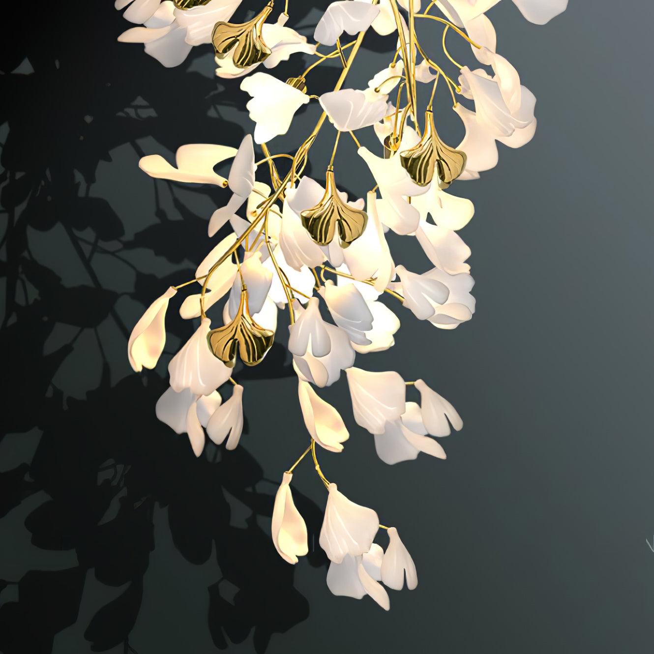 Lustra Wall Lamp Gingko Flowers Brass