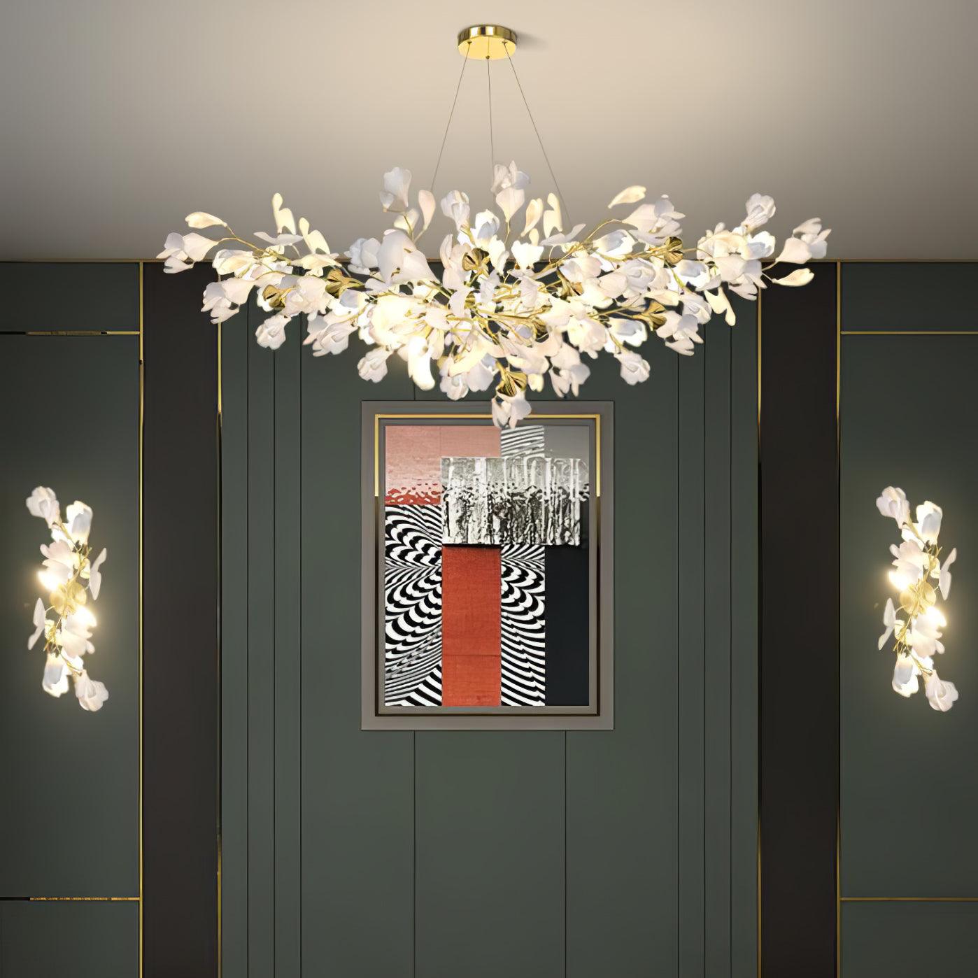 Lustra Wall Lamp Gingko Flowers Brass