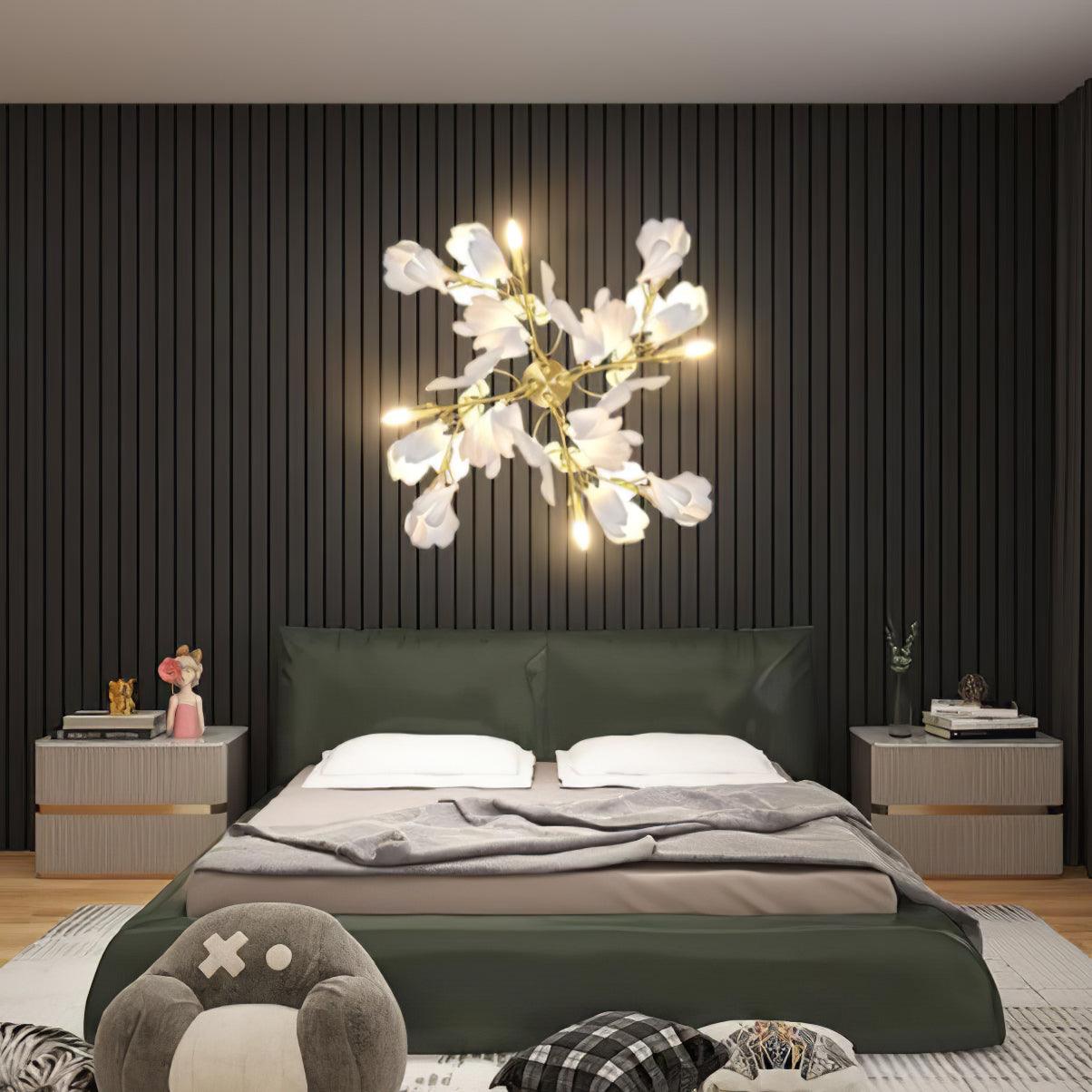 Lustra Wall Lamp Gingko Flowers Brass
