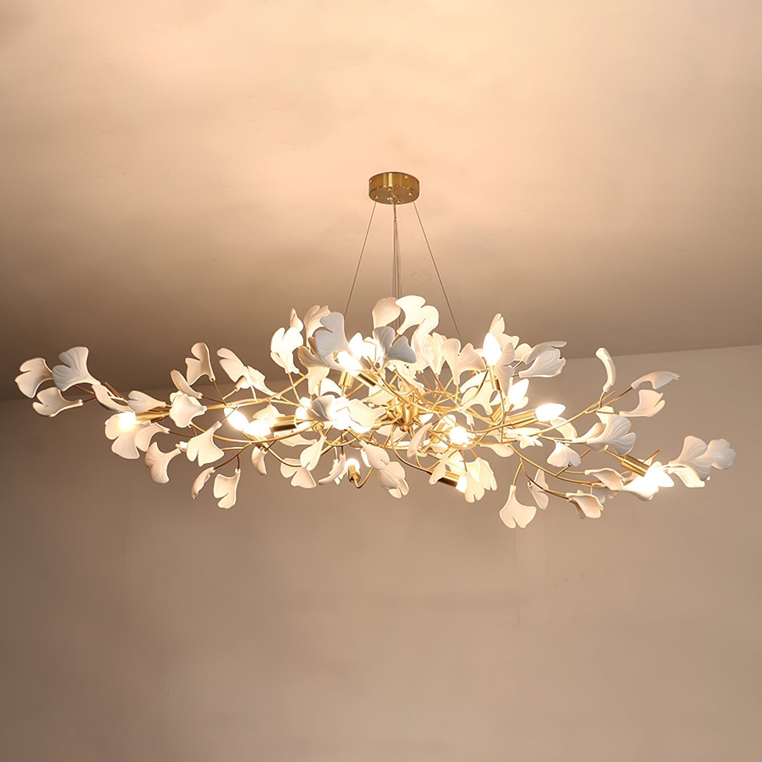 Gingko Lustre Longue Version Porcelaine Nature Inspiré
