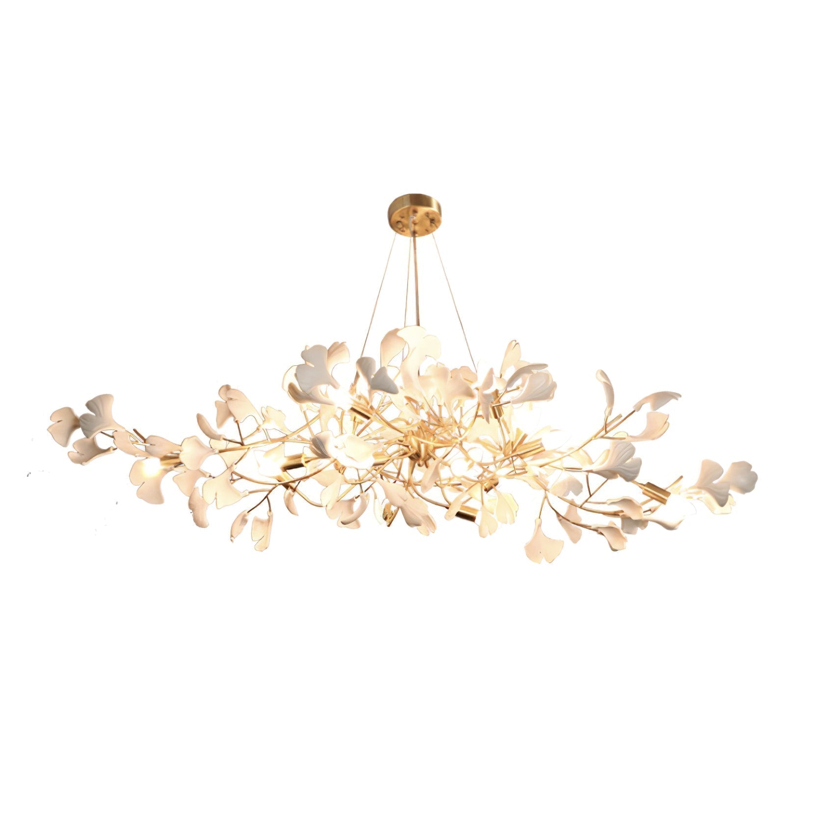Gingko Lustre Version Longue Porcelaine Branche de Feuille Organique