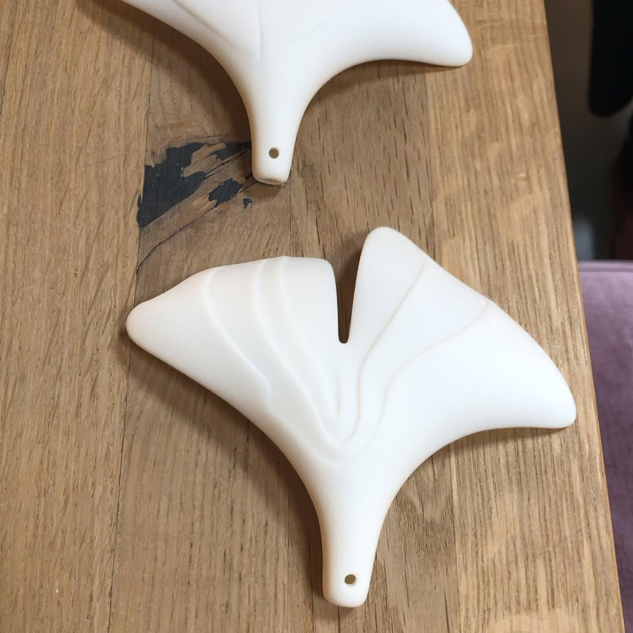 Gingko Lustre Version Longue Porcelaine Branche de Feuille Organique