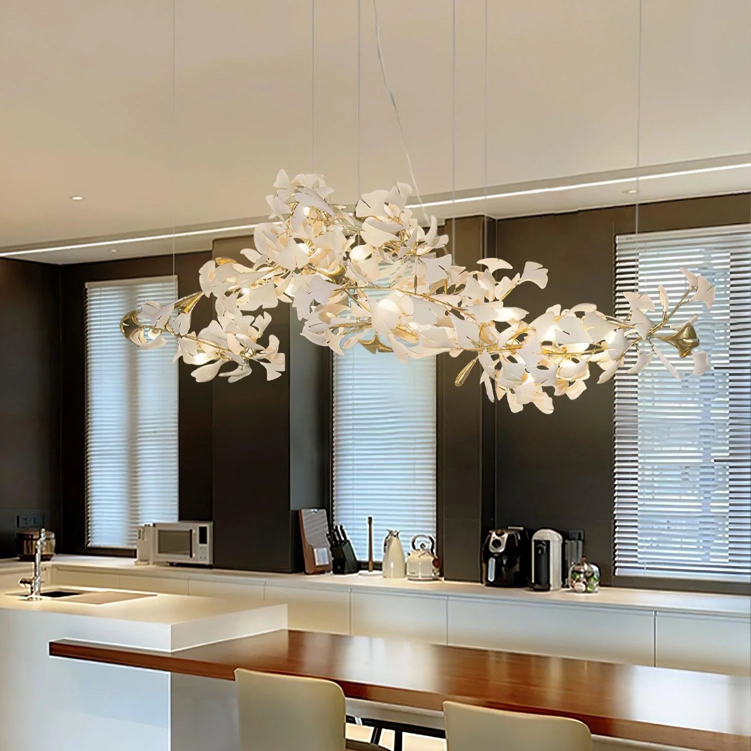 Gingko Lustre Longue Version Porcelaine Nature Inspiré