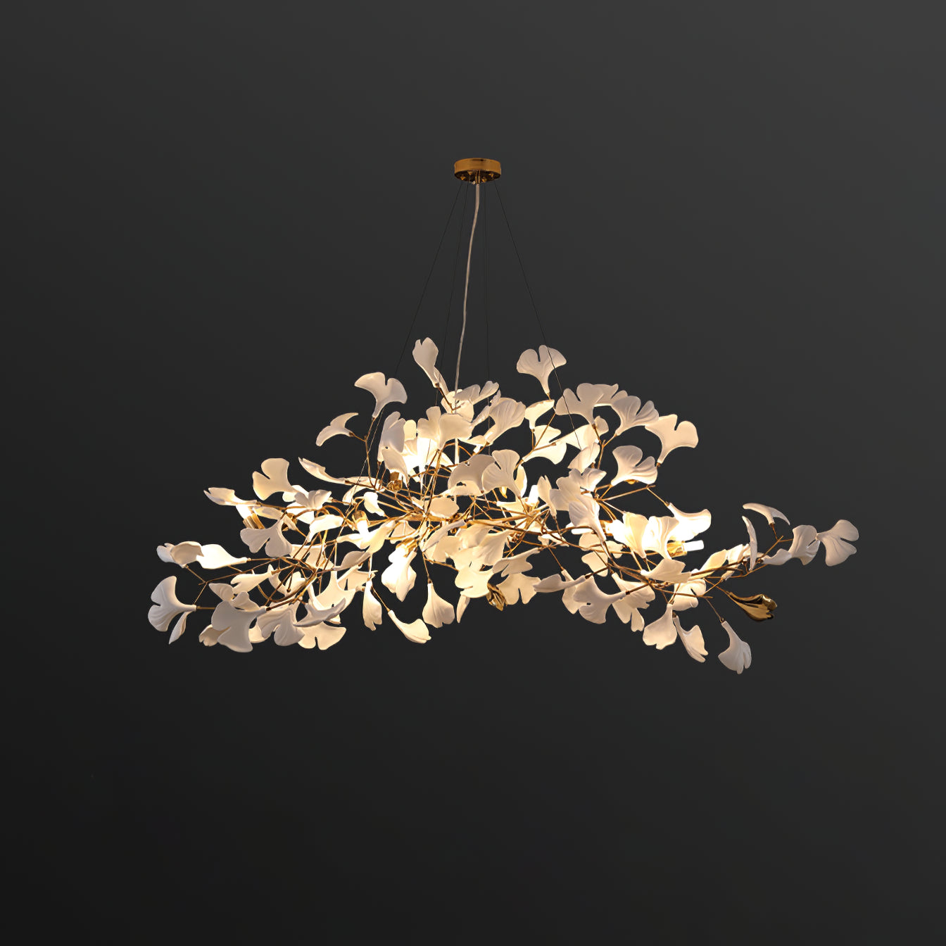 Gingko Lustre Longue Version Porcelaine Nature Inspiré