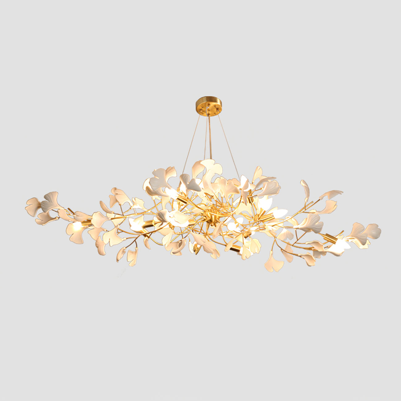 Gingko Lustre Version Longue Porcelaine Branche de Feuille Organique