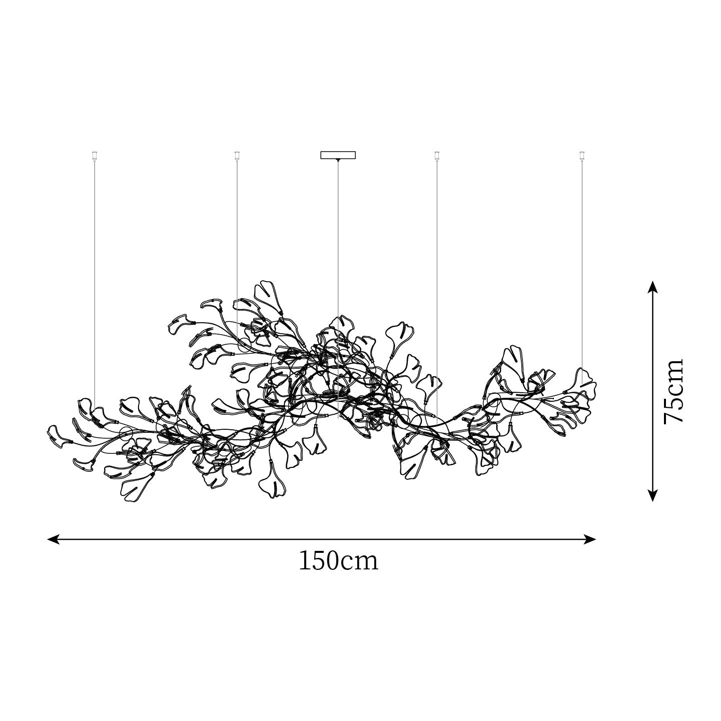 Gingko Lustre Version Longue Porcelaine Branche de Feuille Organique