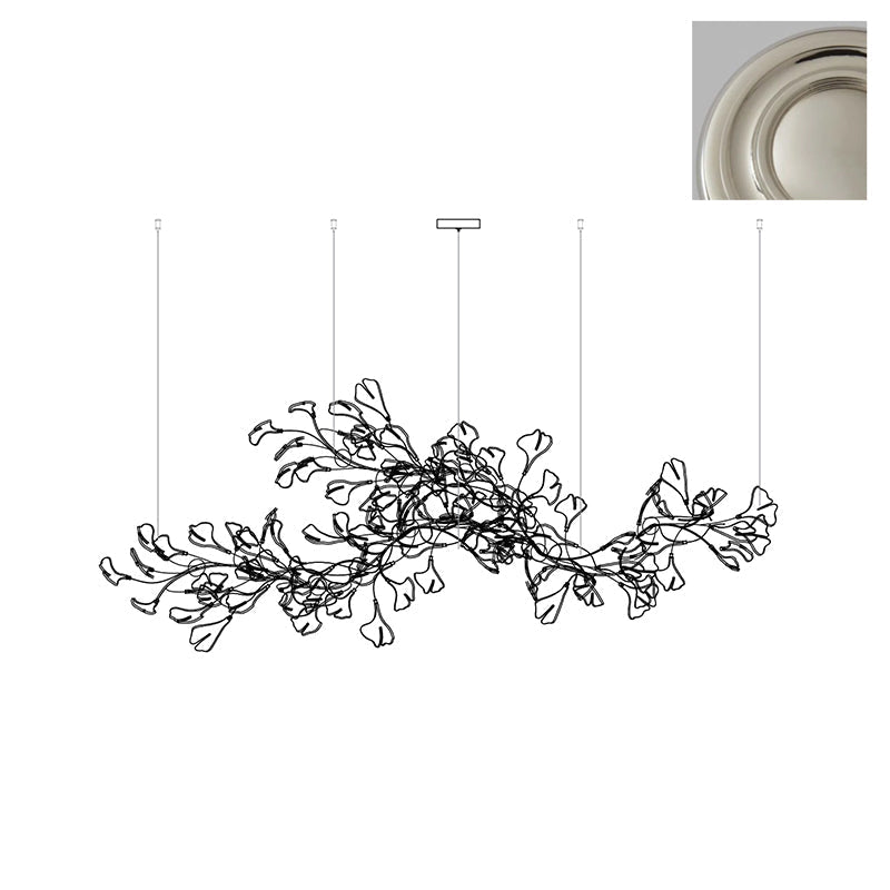 Gingko Lustre Version Longue Porcelaine Branche de Feuille Organique