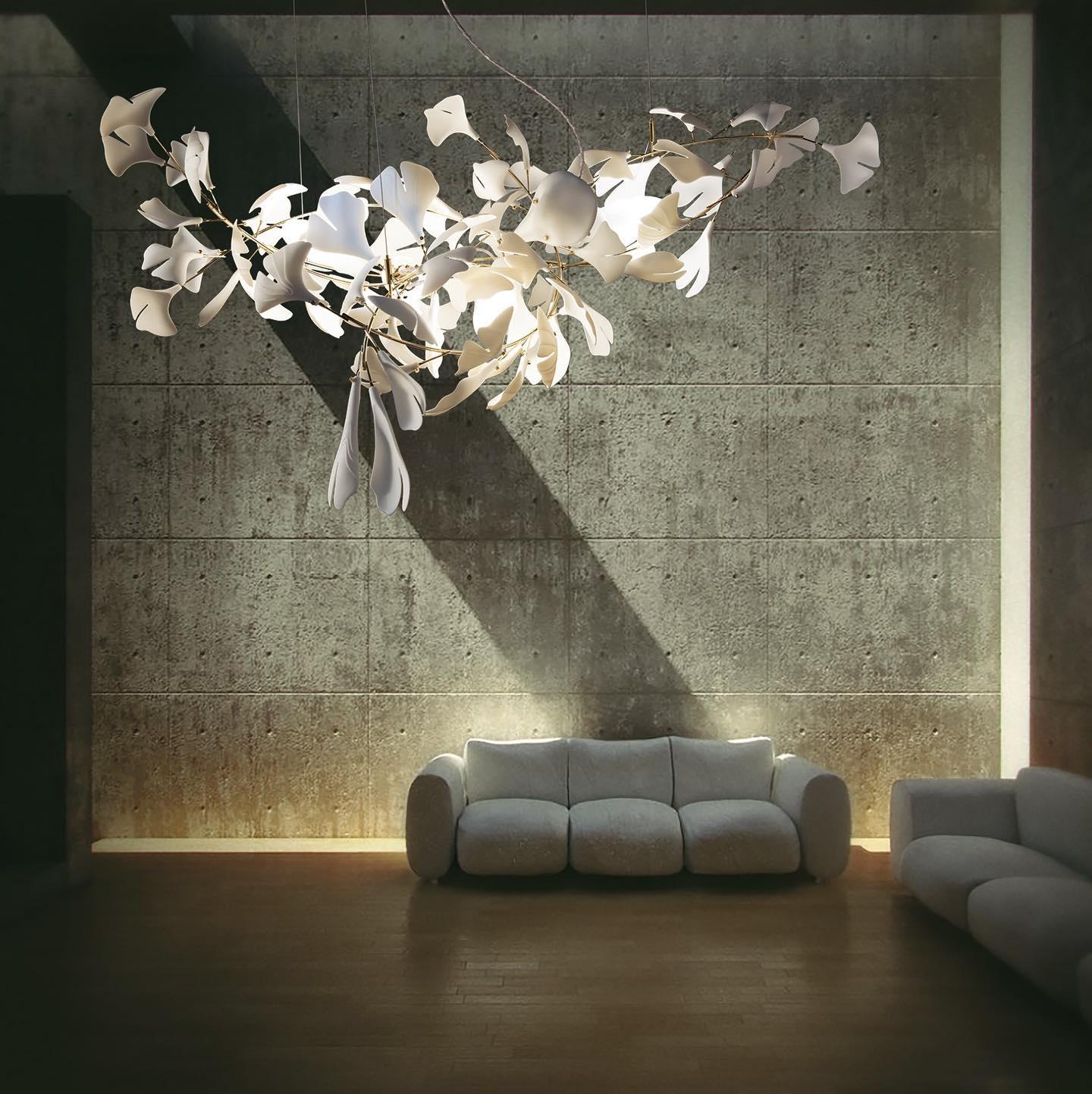 Olivia Lustre en céramique en forme de branche avec feuille de gingko