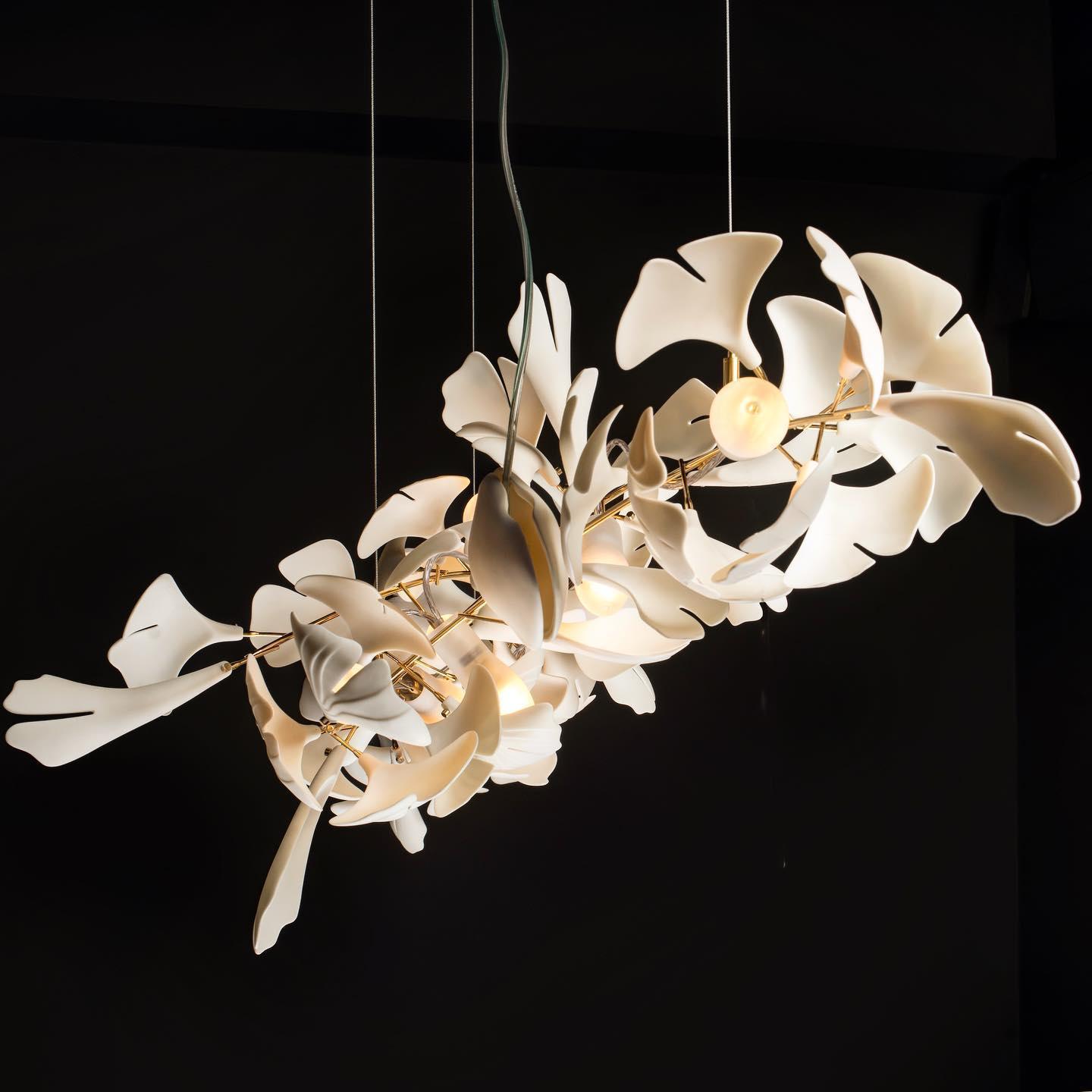 Gingko Lustre A Style Forme Branche Feuille Moderne Salle à Manger