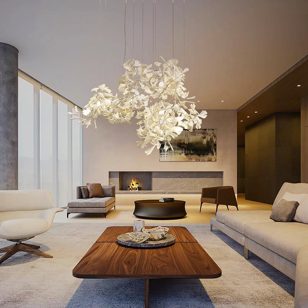 Gingko Lustre A Style Forme Branche Feuille Moderne Salle à Manger